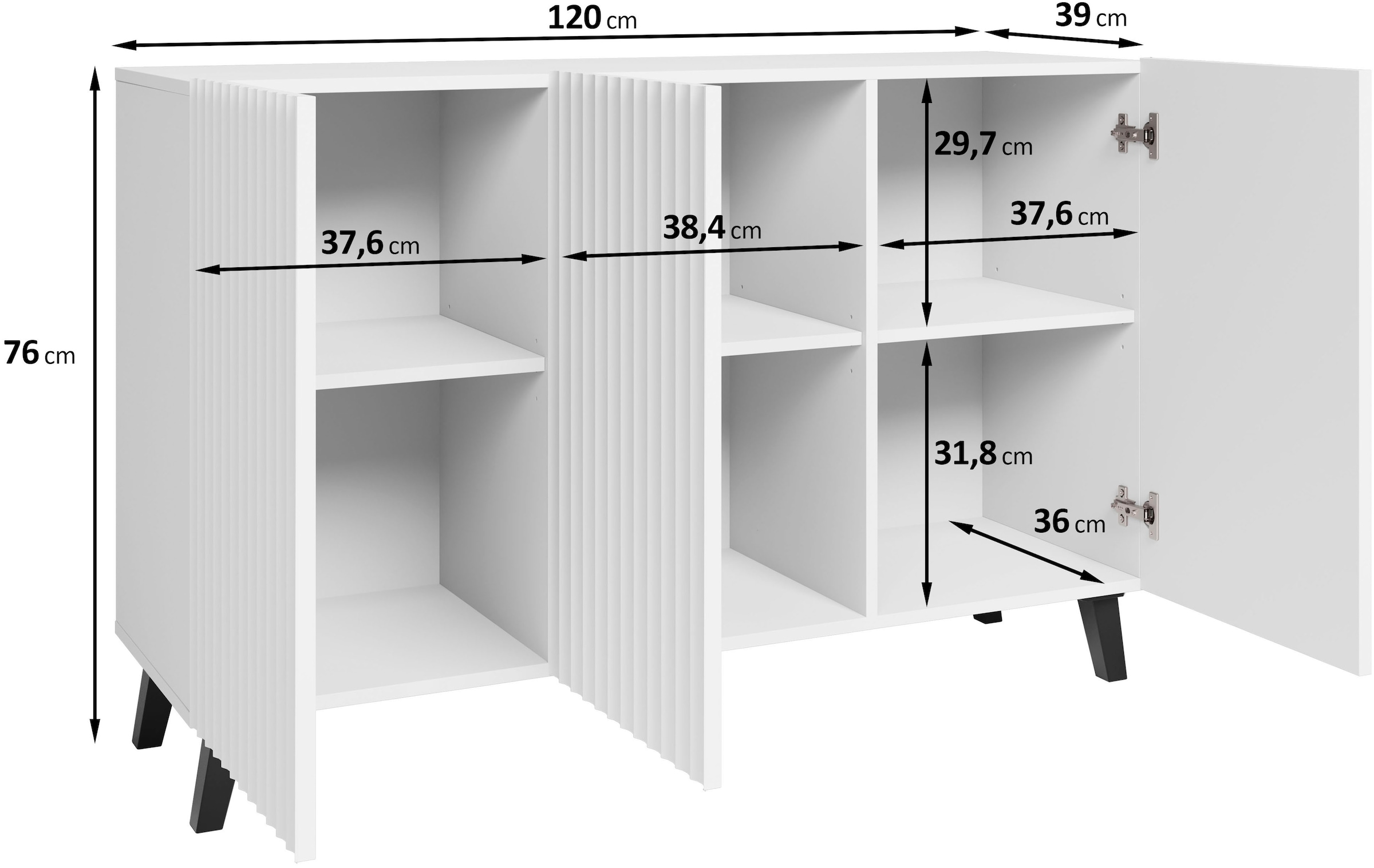 INOSIGN Sideboard »PHUKET«, (1 St.), Modernes Sideboard mit 6 Fächern, Breite 120 cm