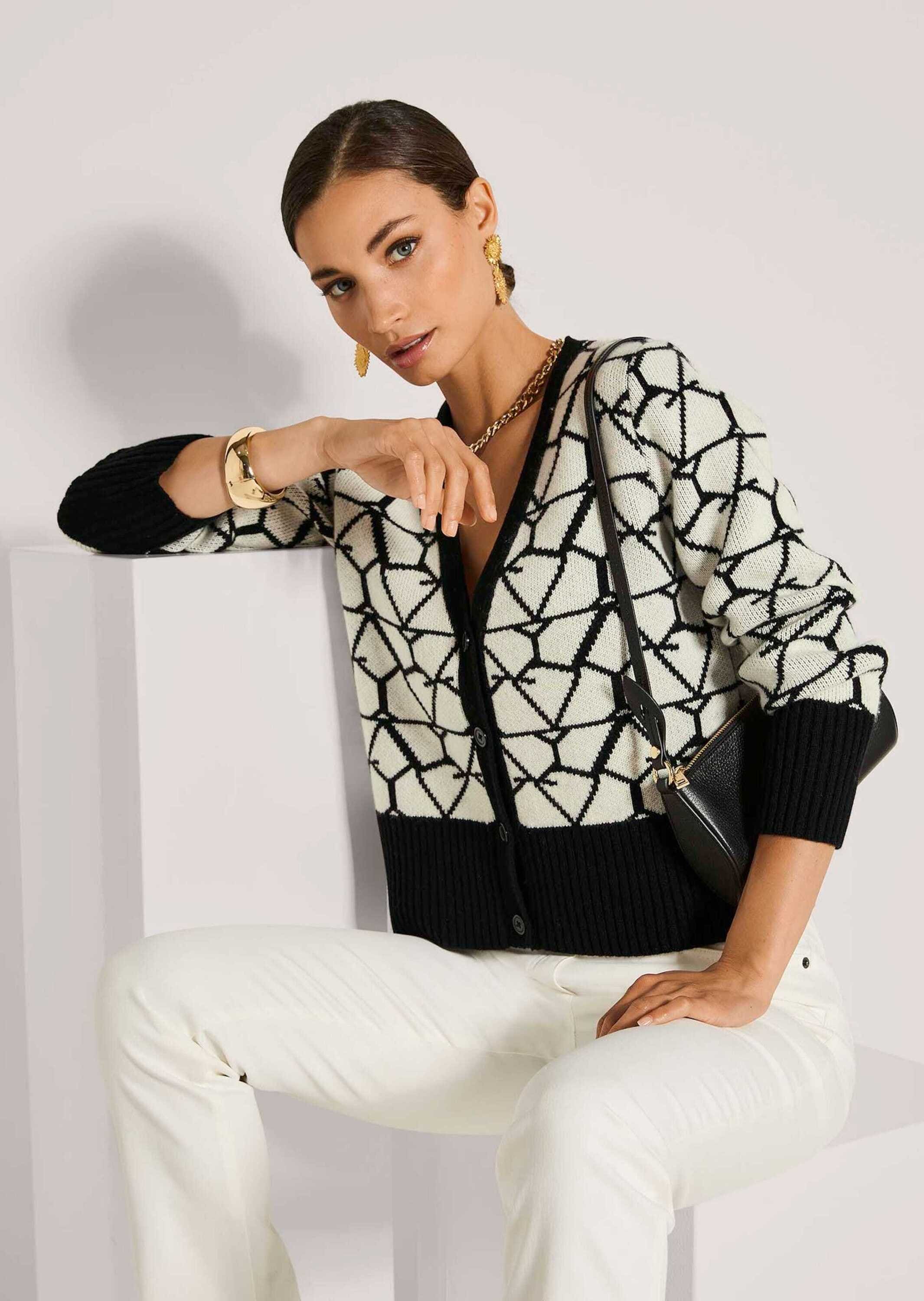 MADELEINE Strickjacke »Strickjacke Langarm Jacquard-Cardigan mit Kaschmir«