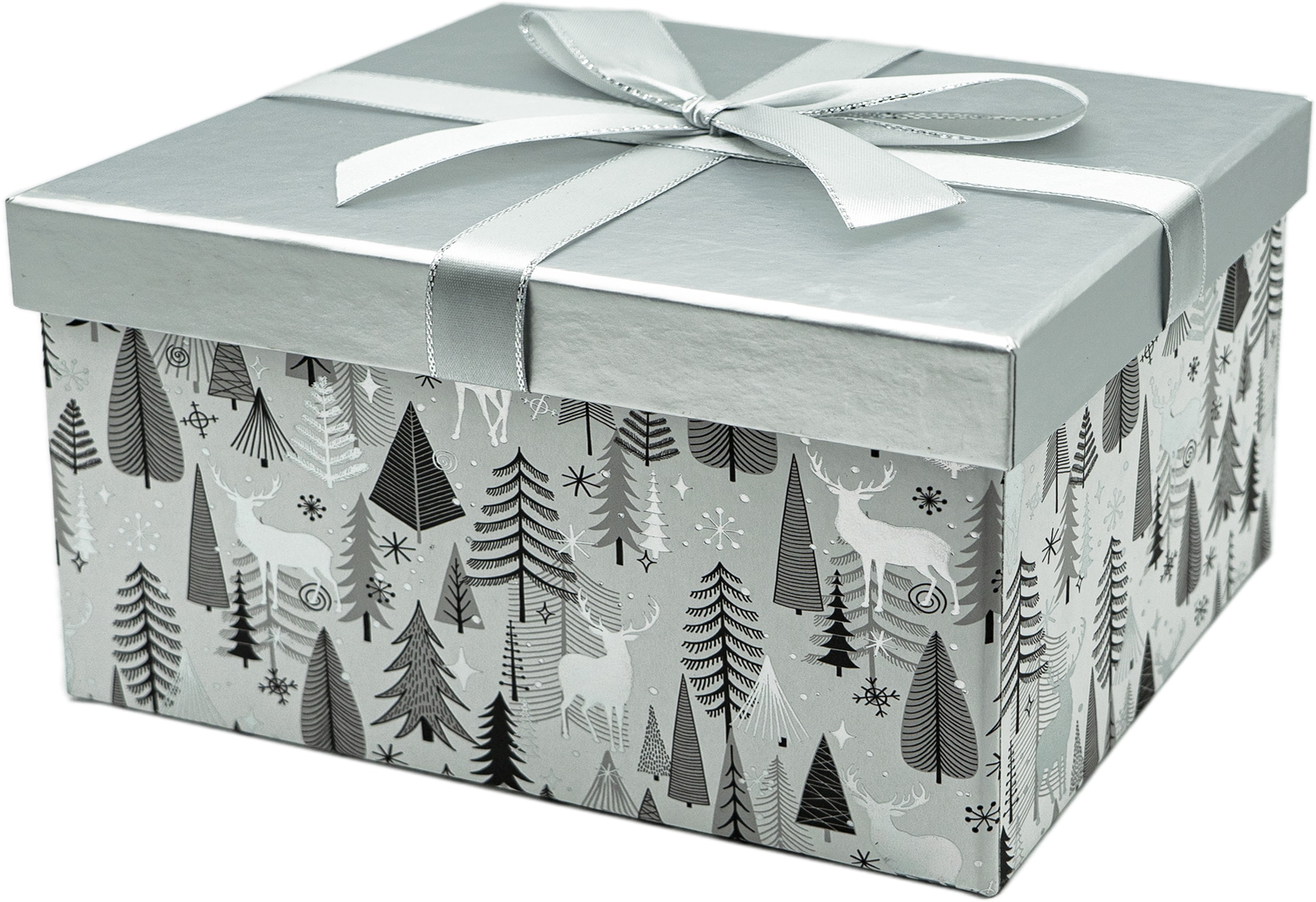 NOOR LIVING Geschenkbox »Weihnachtsdeko«, (Set, 4 St.), edle Prägung mit Schleife aus Satinband