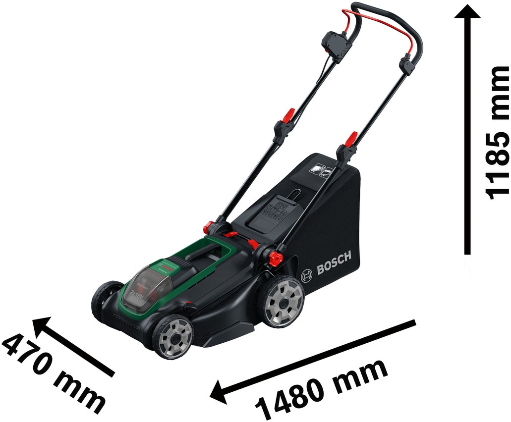Bosch Home & Garden Akkurasenmäher »ROTAK18V-43« Kraftvoller 3-in-1-Mäher für mittelgroße bis größere Rasenflächen