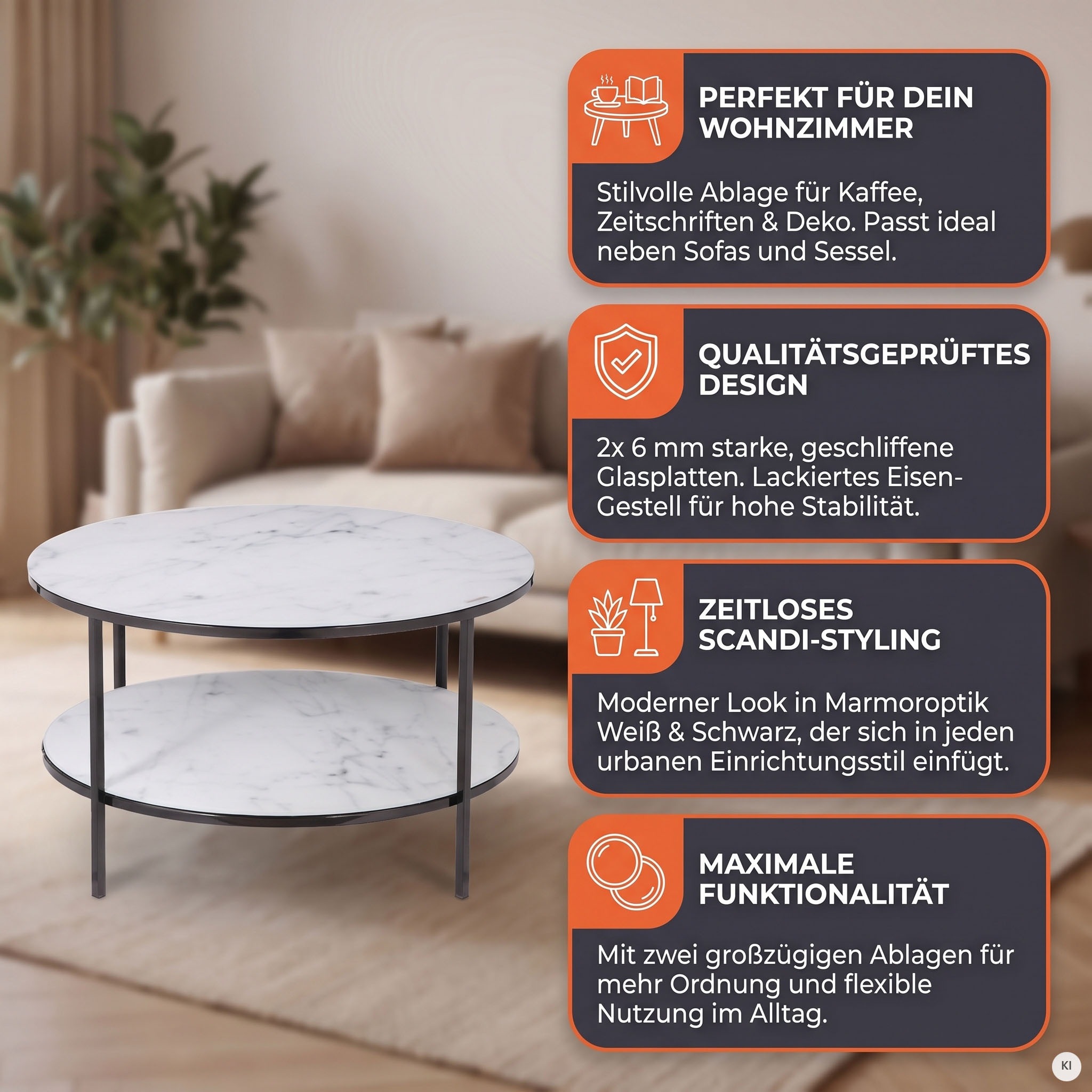 SalesFever Couchtisch »Caorle Coffeetable im minimalistischen Stil« Eleganz trifft Stil: Tischplatten in Marmoroptik