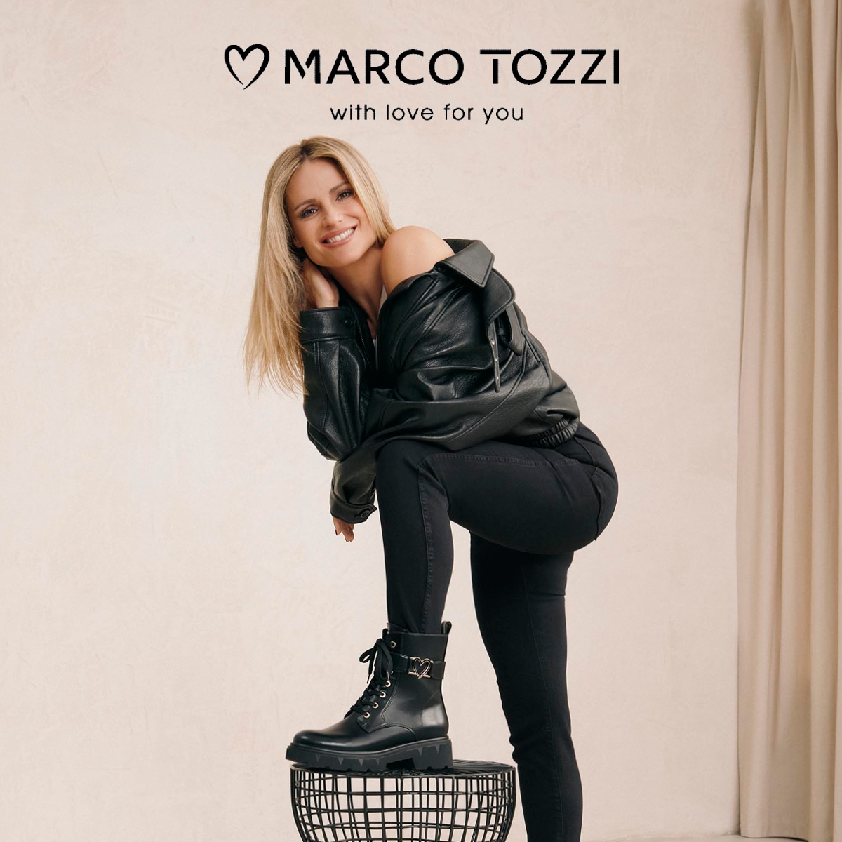 MARCO TOZZI Schnürstiefelette  Blockabsatz, Ankle Boots, Schnürboots mit Herz-Schmuckelement
