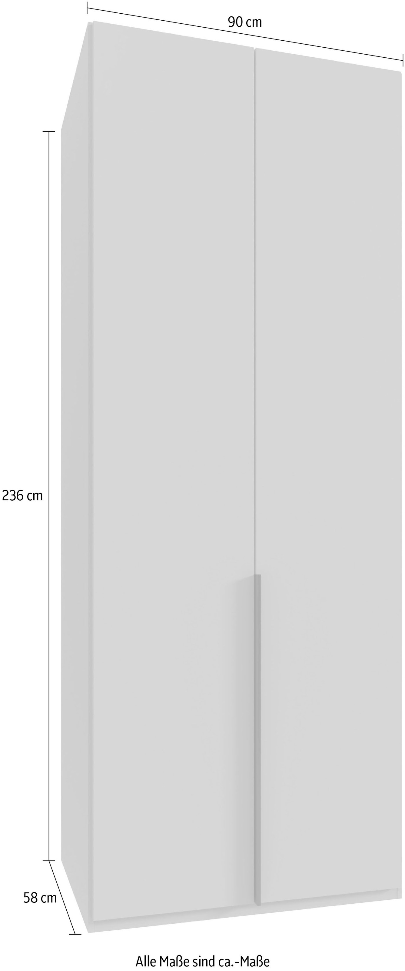 Wimex Kleiderschrank »Mugano, in 5 Breiten und 2 Höhen, Made in Germany«, (in Basic oder Premium Ausstattung mit 2 weiteren Einlegeböden), mit langen Griffstangen aus Metall, wahlweise mit oder ohne Spiegel