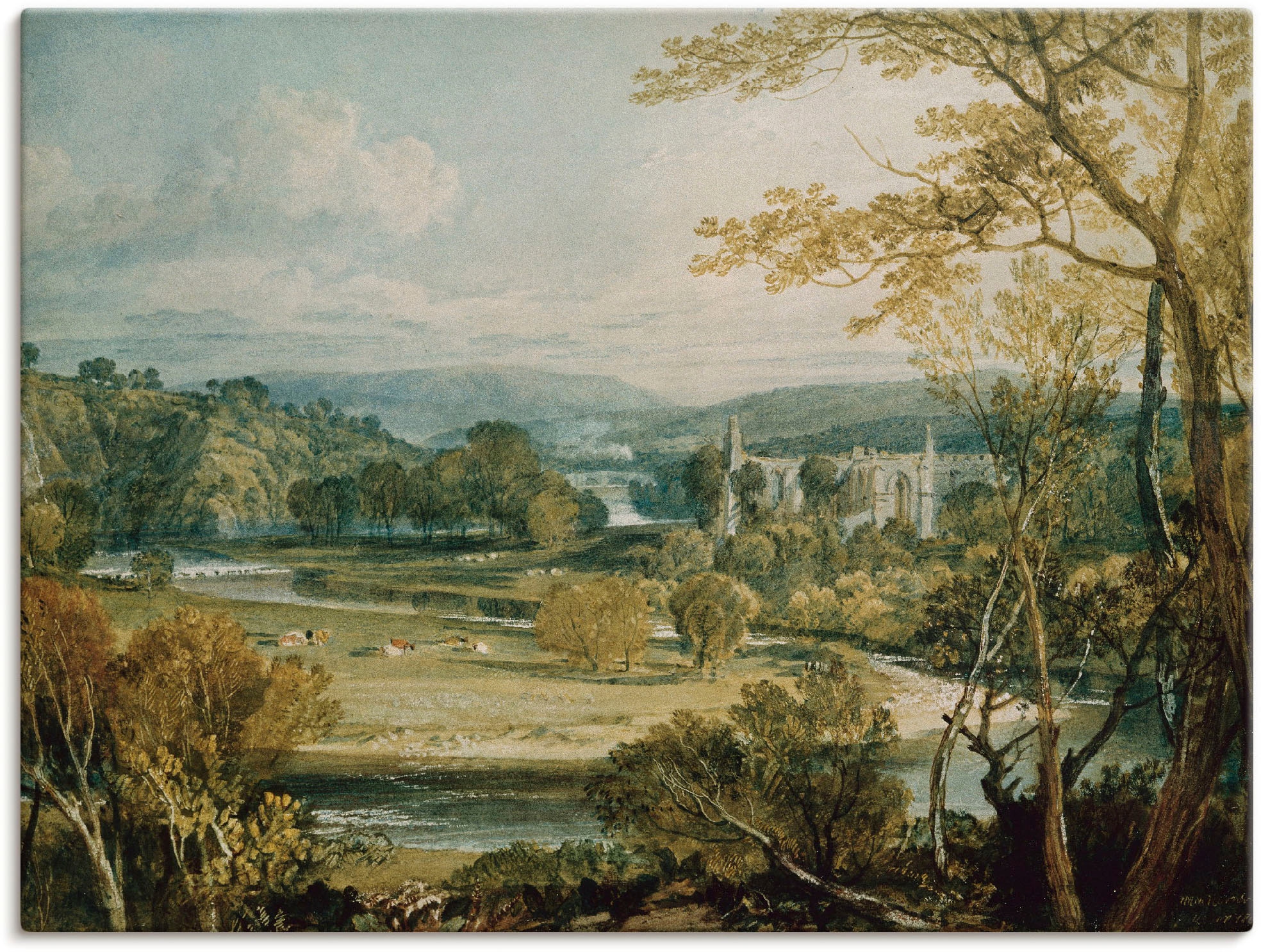 Artland Wandbild »Blick zur Bolton Abbey, Yorkshire. 1809«, Wiesen & Bäume,  (1 St.), als Leinwandbild, Poster in verschied. Größen im OTTO Online Shop