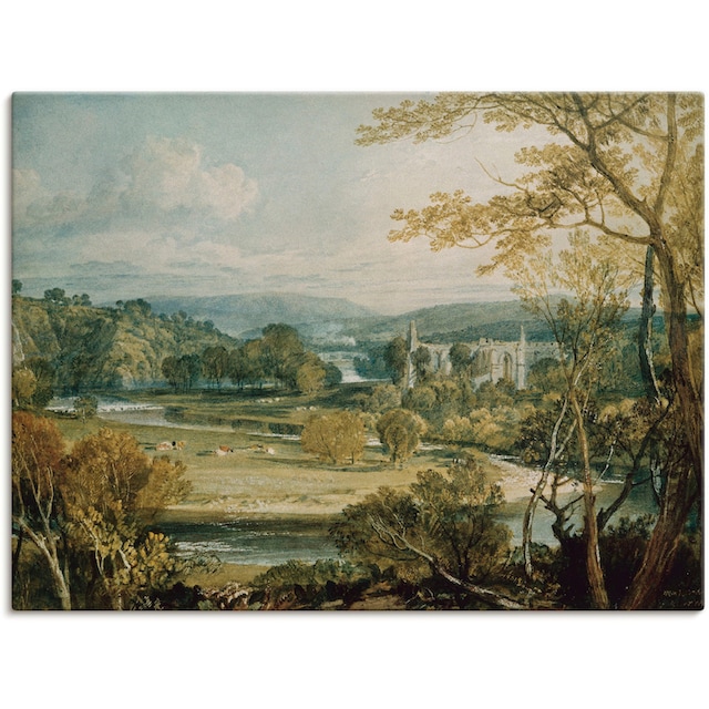 Artland Wandbild »Blick zur Bolton Abbey, Yorkshire. 1809«, Wiesen & Bäume,  (1 St.), als Leinwandbild, Poster in verschied. Größen im OTTO Online Shop