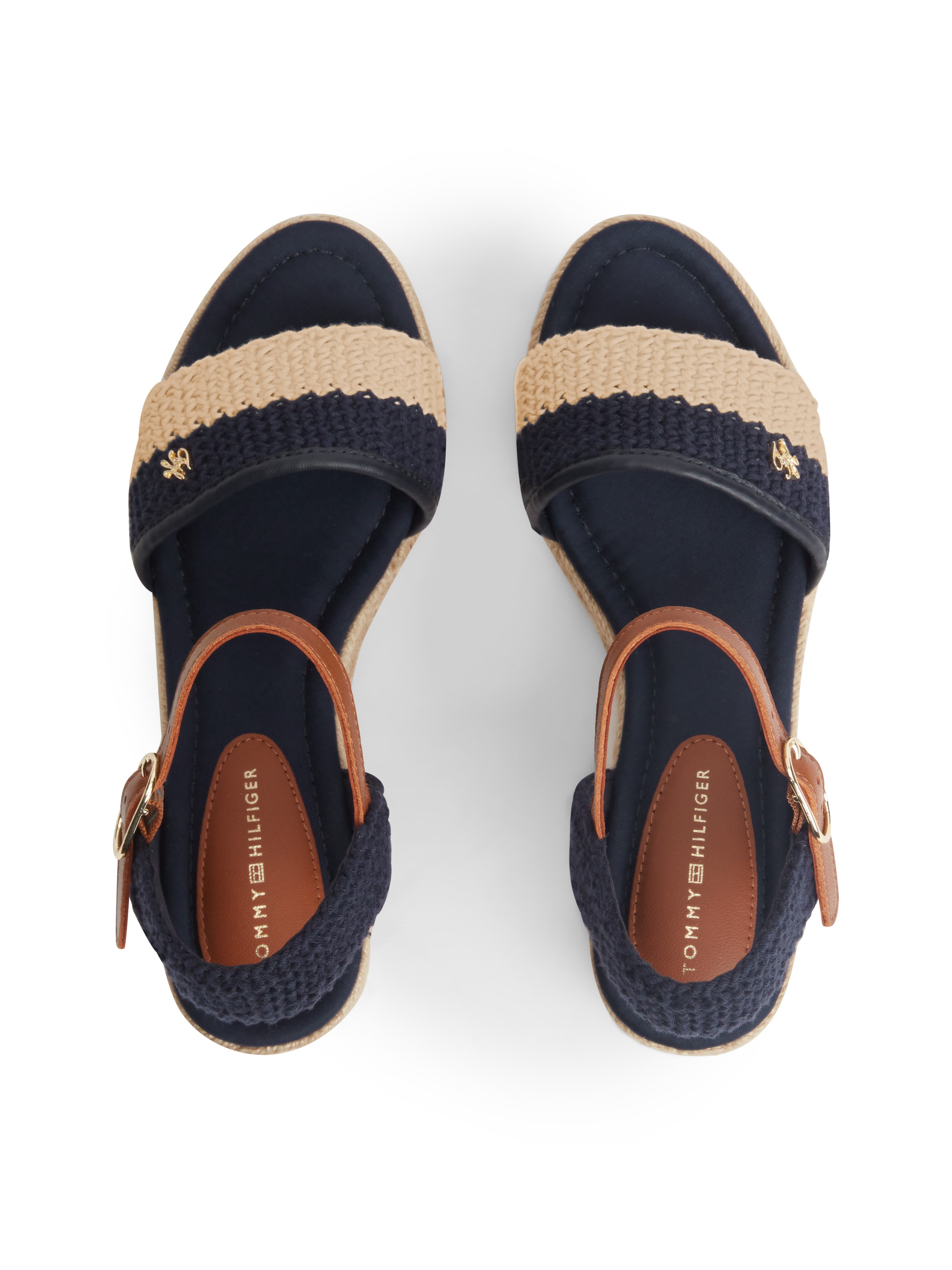 Tommy Hilfiger Keilsandalette »TH MID ESPAD WEDGE CROCHET«  Sommerschuh, Riemchensandale in sommerlicher Häkel-Optik