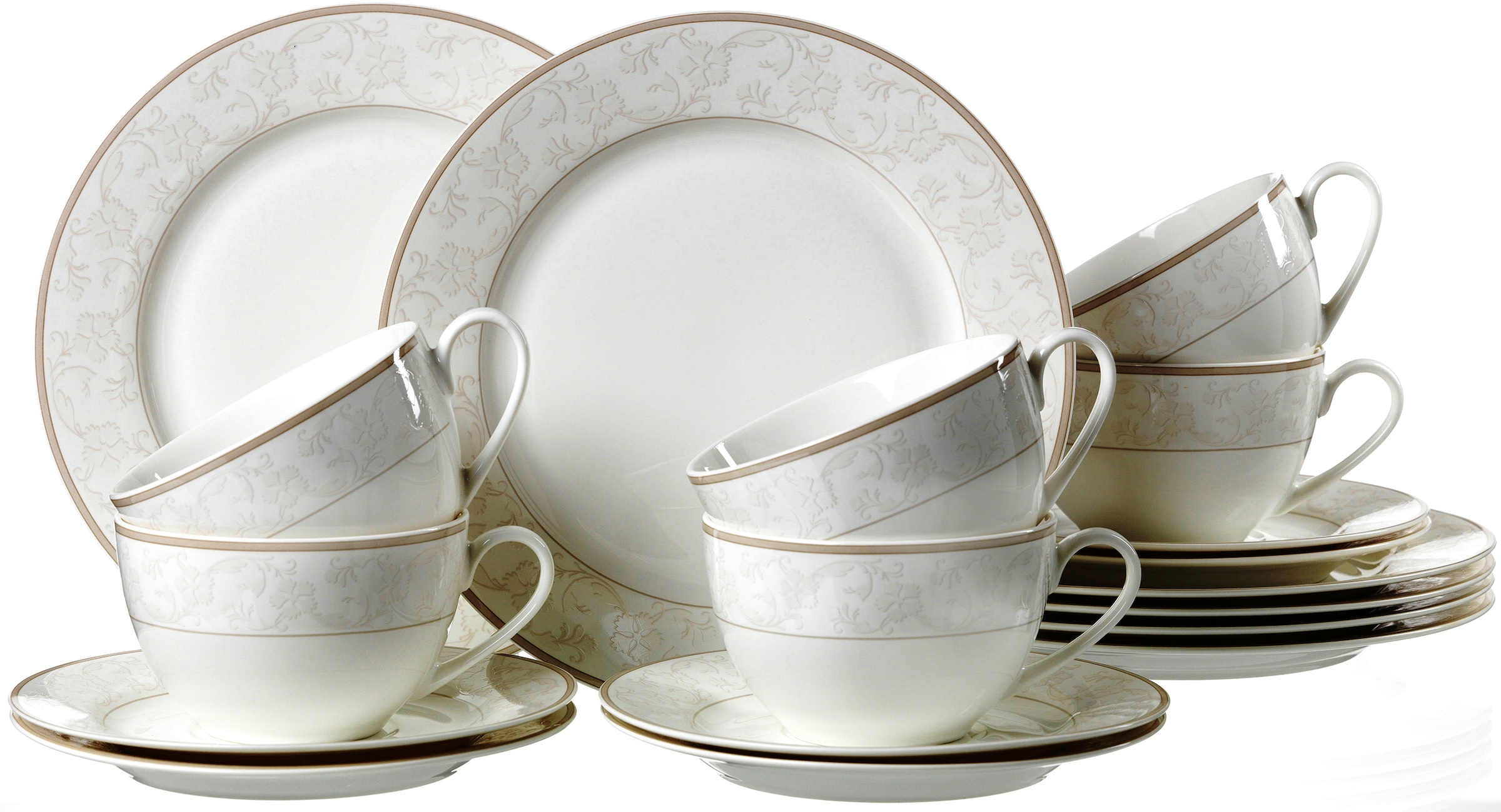 LeGer Home Online OTTO und tlg., (Set, Liliane«, skandinavische, Universalschüsseln), Kombiservice »Geschirr-Set, bestellen by Shop 16 16 Lena Gercke 4 Kaffeebecher, Teile im Service Desserteller, 4 4 Speise- Formensprache, minimalistische