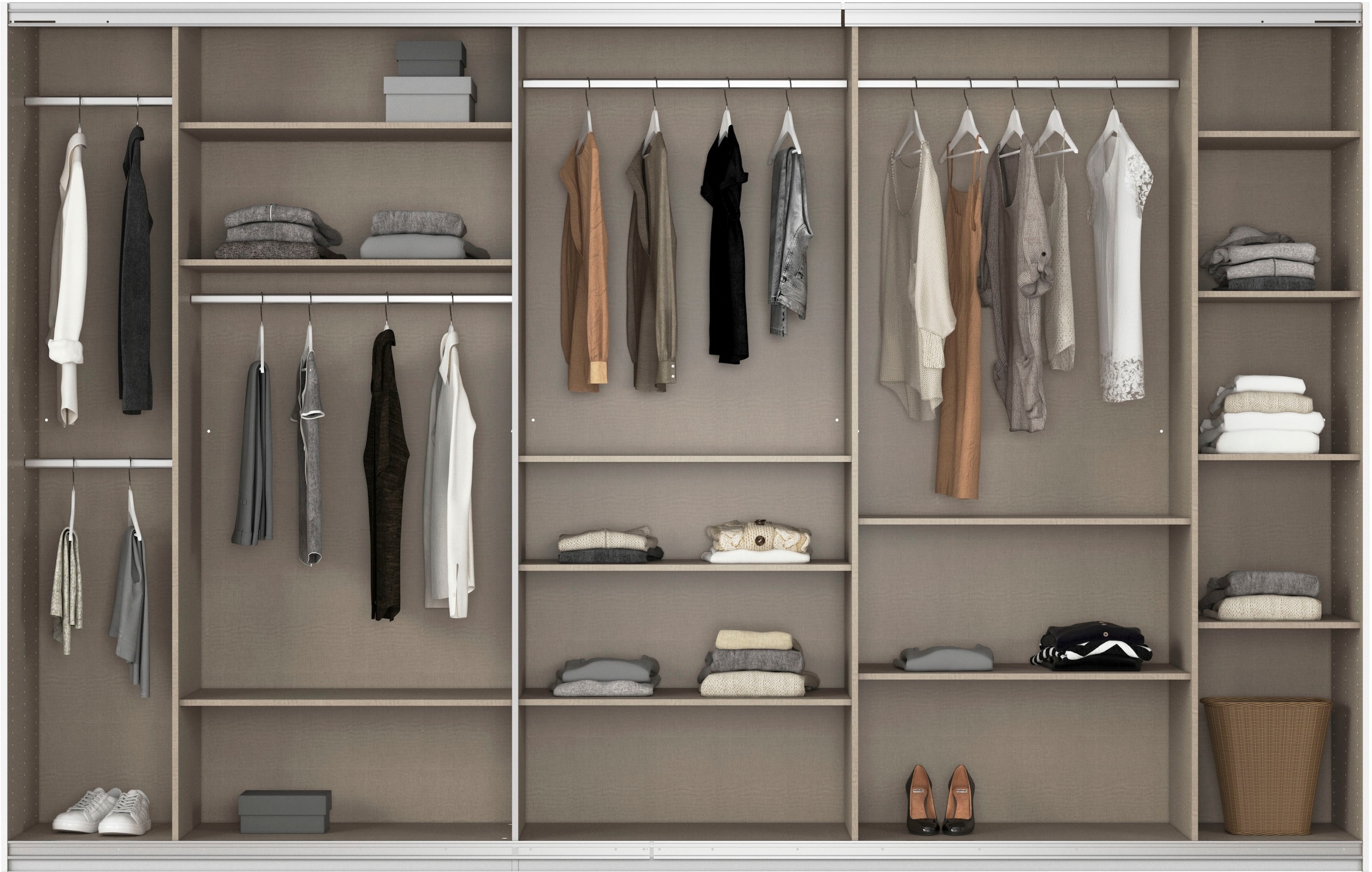 rauch Schwebetürenschrank »Kleiderschrank Schrank OTTO´S CHOICE Garderobe AGORDO«, (in zwei Griff-Farben), Top Innenausstattung, in 4 Breiten und 2 Höhen MADE IN GERMANY