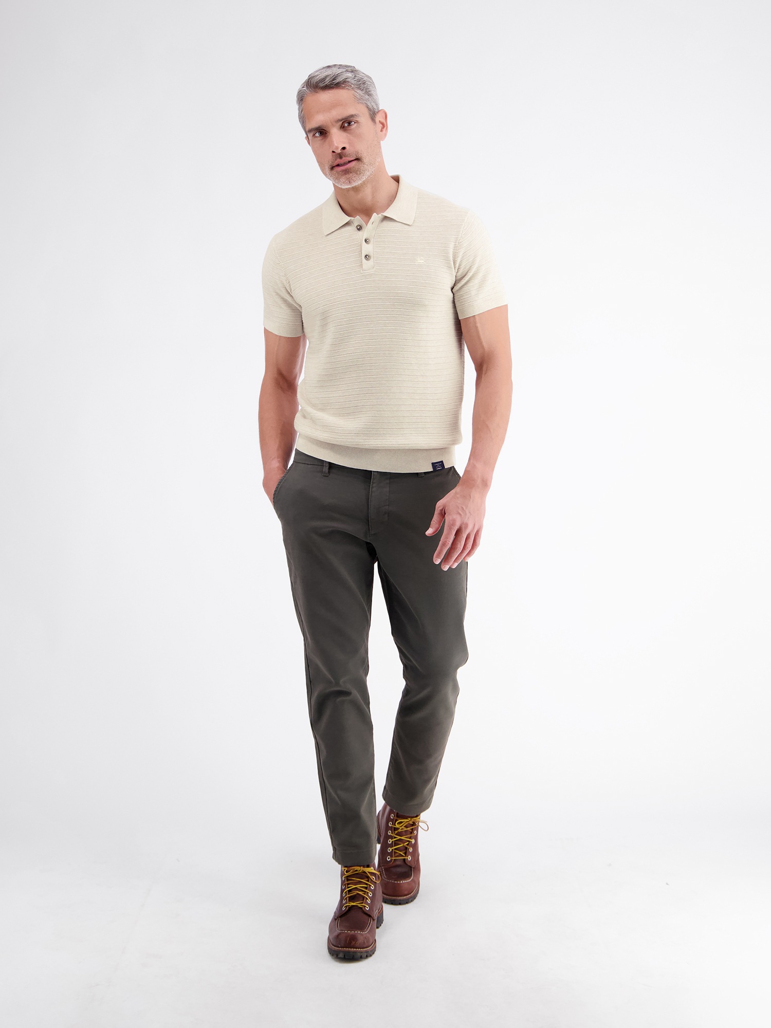 LERROS Poloshirt »Polo mit raffinierter Streifenstruktur aus Baumwollstrick«