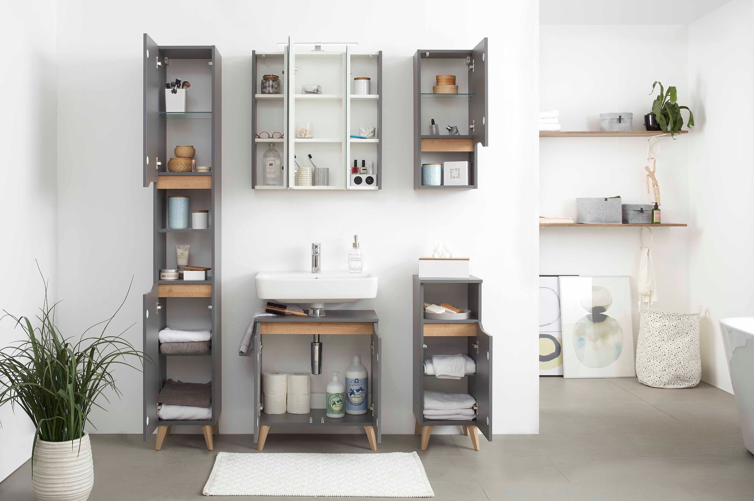 Saphir Unterschrank »Quickset Badschrank mit 1 Tür, 1 Einlegeboden, 30 cm breit«, Badezimmer-Unterschrank inkl. Türdämpfer, grifflos