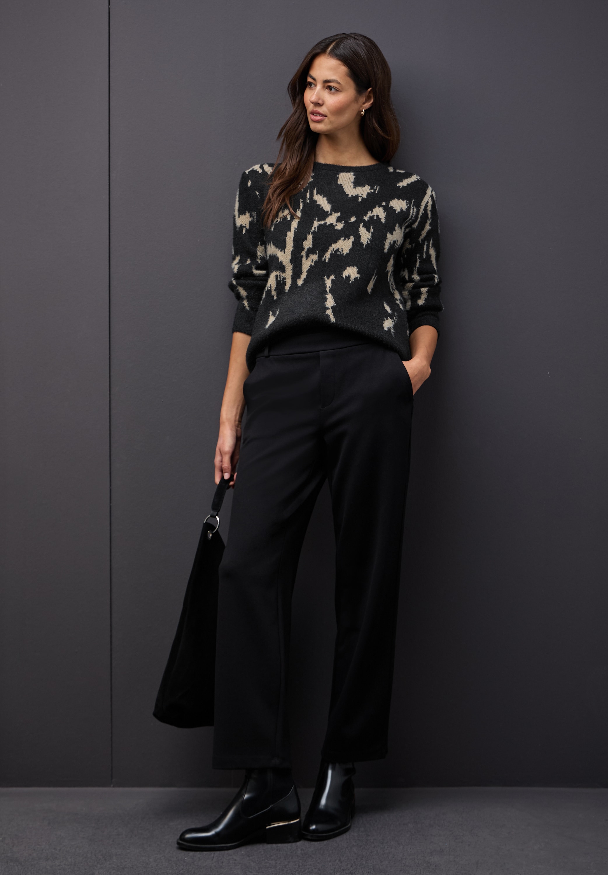 STREET ONE Rundhalspullover gemustert