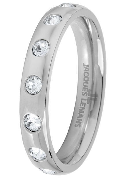 Jacques Lemans Fingerring »S-R60A52,54,56,58«, mit Kristallstein
