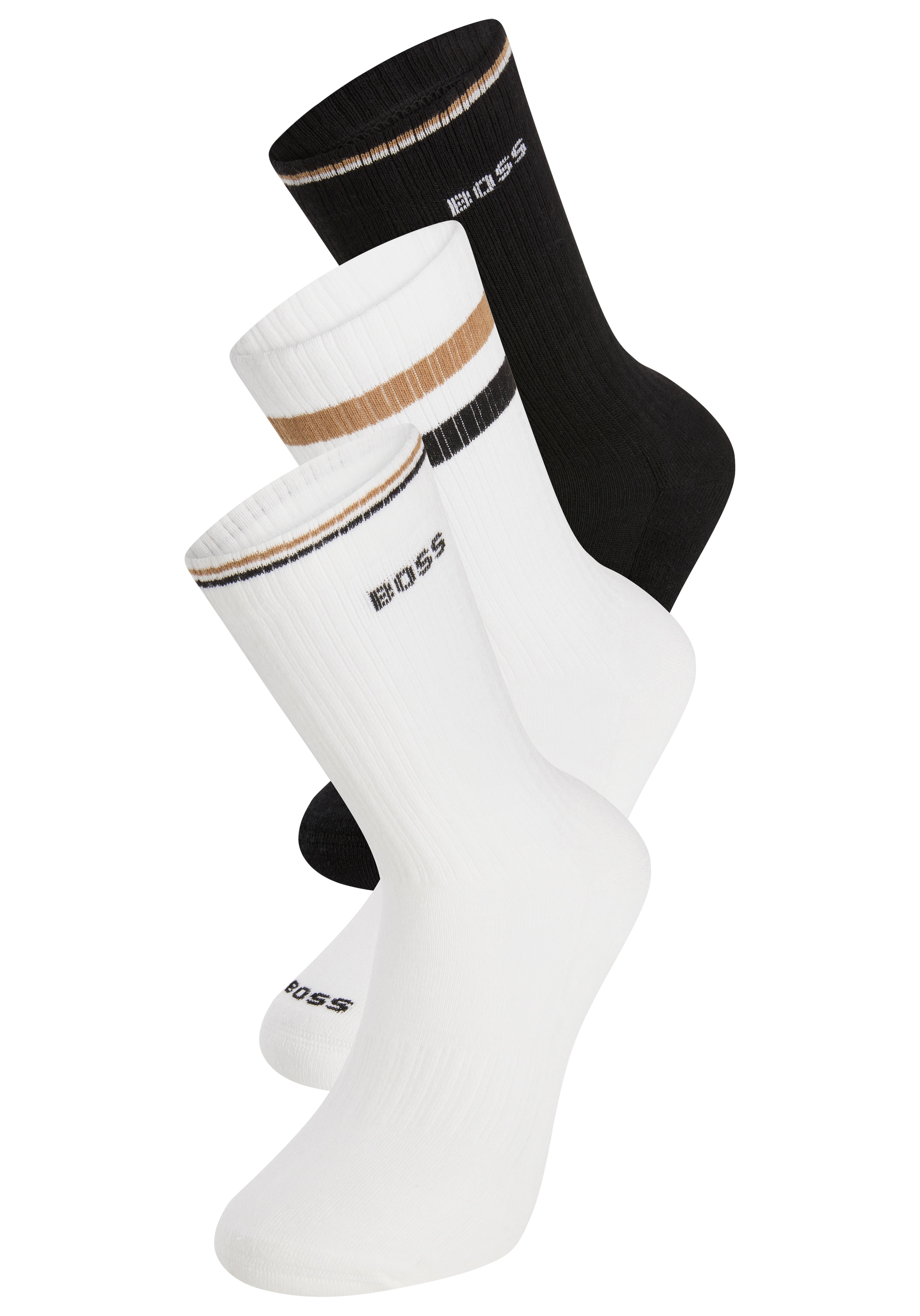 BOSS Socken »3P QS Rib Iconic VB«, (3 Paar), mit rippen und sportiven Streifen