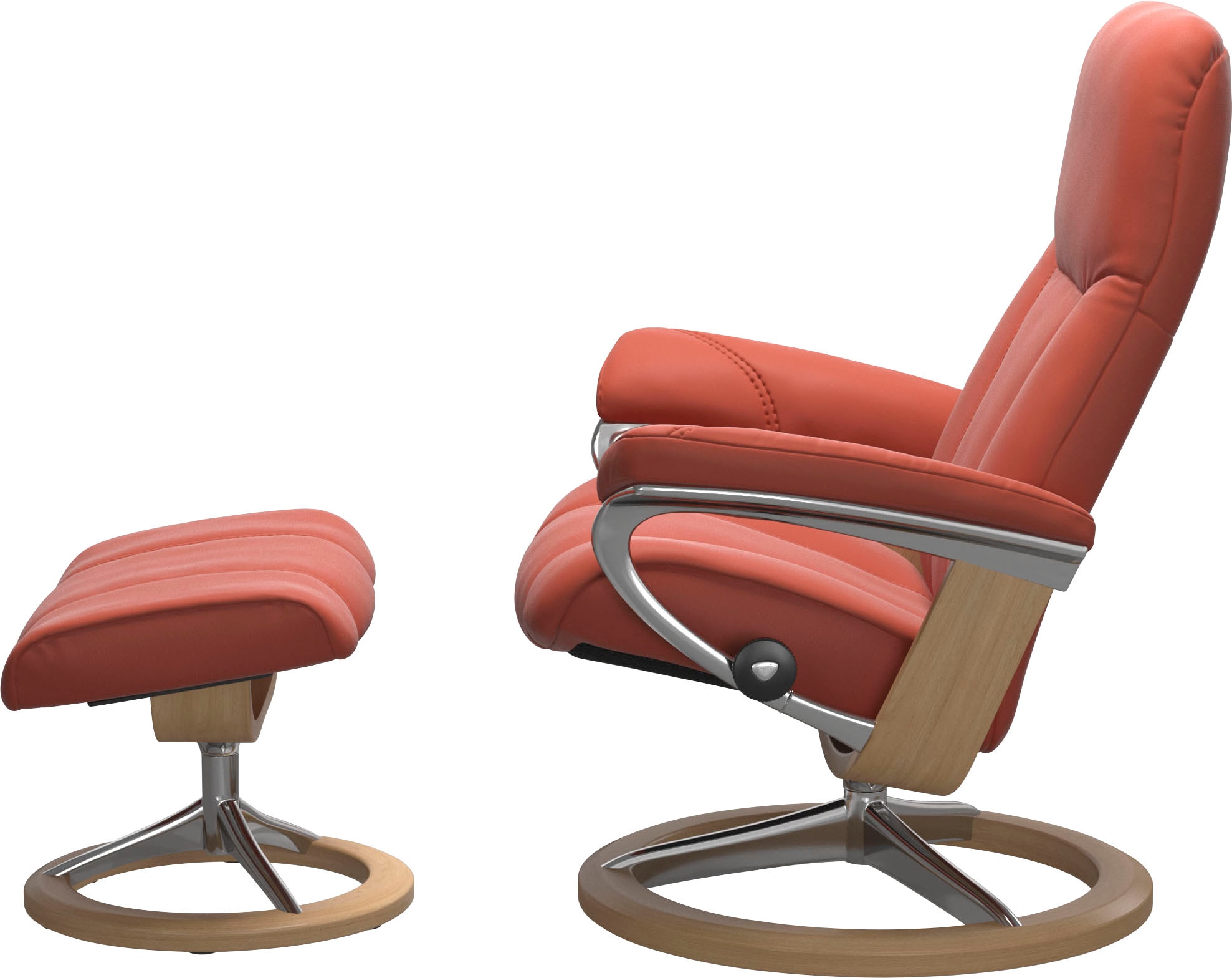 Stressless® Relaxsessel »Consul«, (Set, Relaxsessel mit Hocker), mit Hocker, mit Signature Base, Größe M, Gestell Eiche
