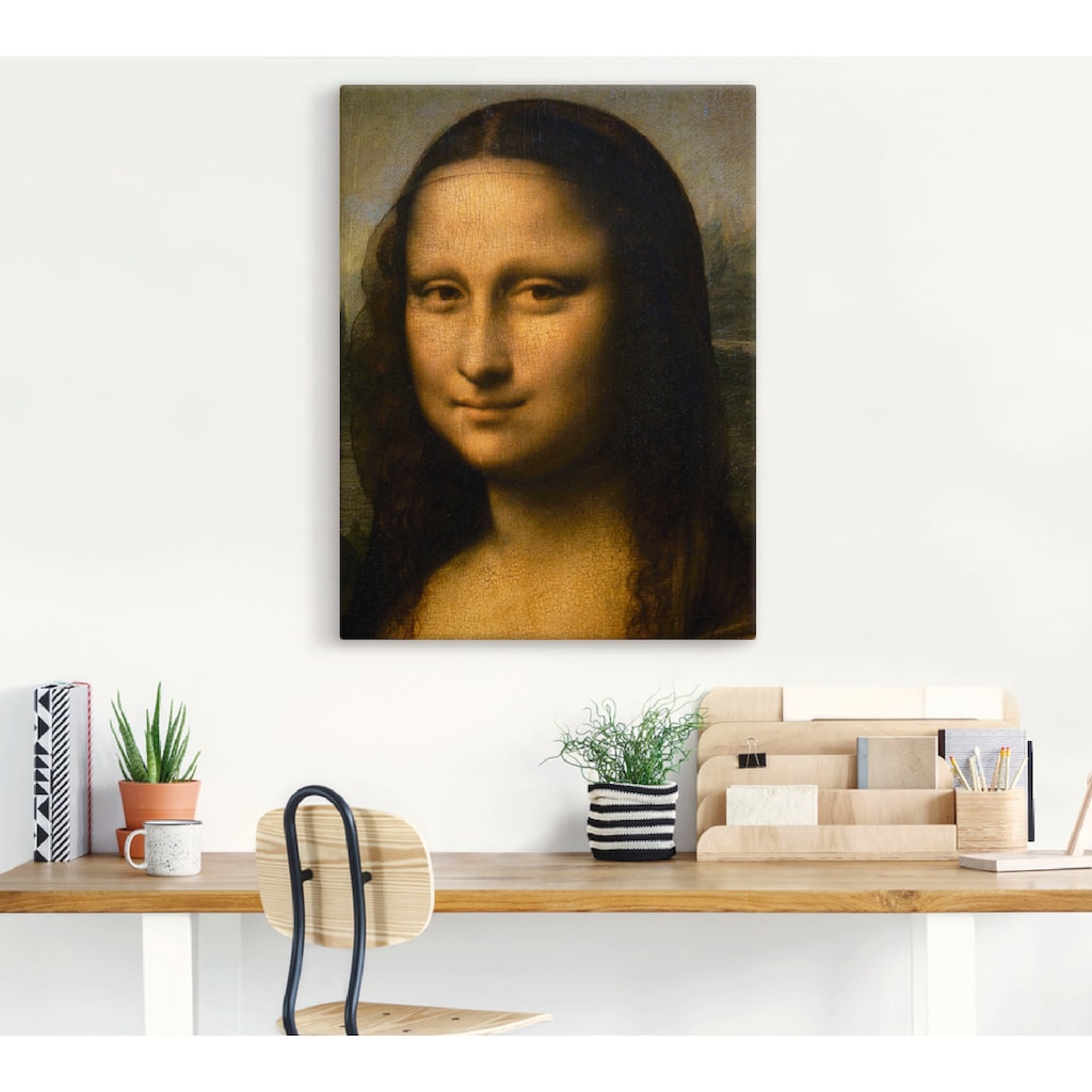 Artland Leinwandbild »Mona Lisa. Detail Kopf. 1503-1506«, Frau, (1 St.), auf Keilrahmen gespannt