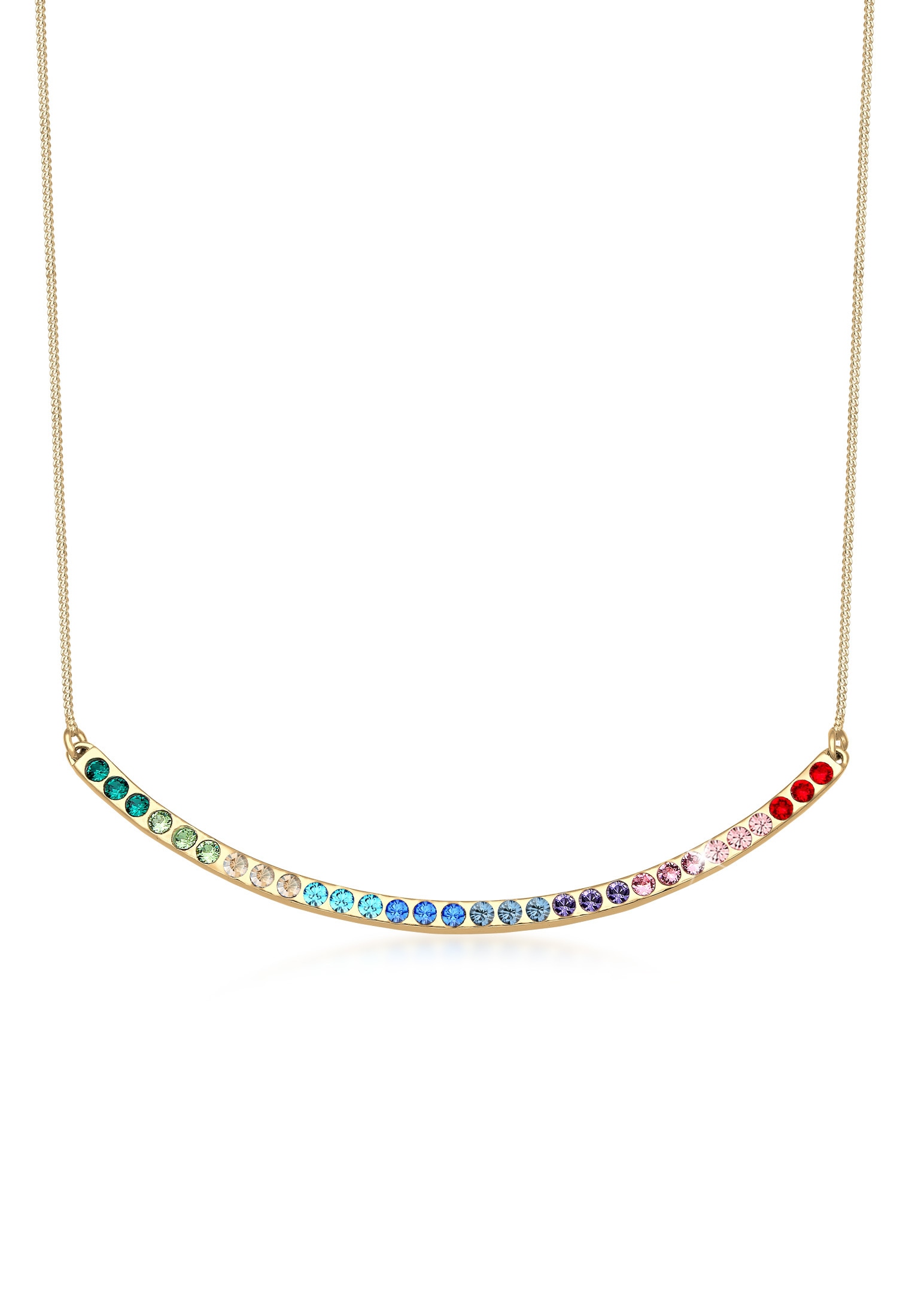 Elli Silberkette »Halskette Bogen Glas Kristalle Weiß 925 Sterling Silber«