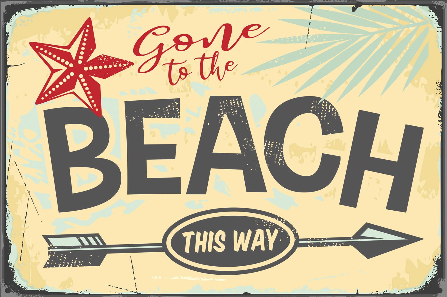 queence Metallbild »To The Beach«, Schriftzüge-Schriftzug-Sprüche-Sprüche & Texte-Strand, (1 St.), Stahlschild, Blechschild, Sprüche, Texte, Fernweh, Strand