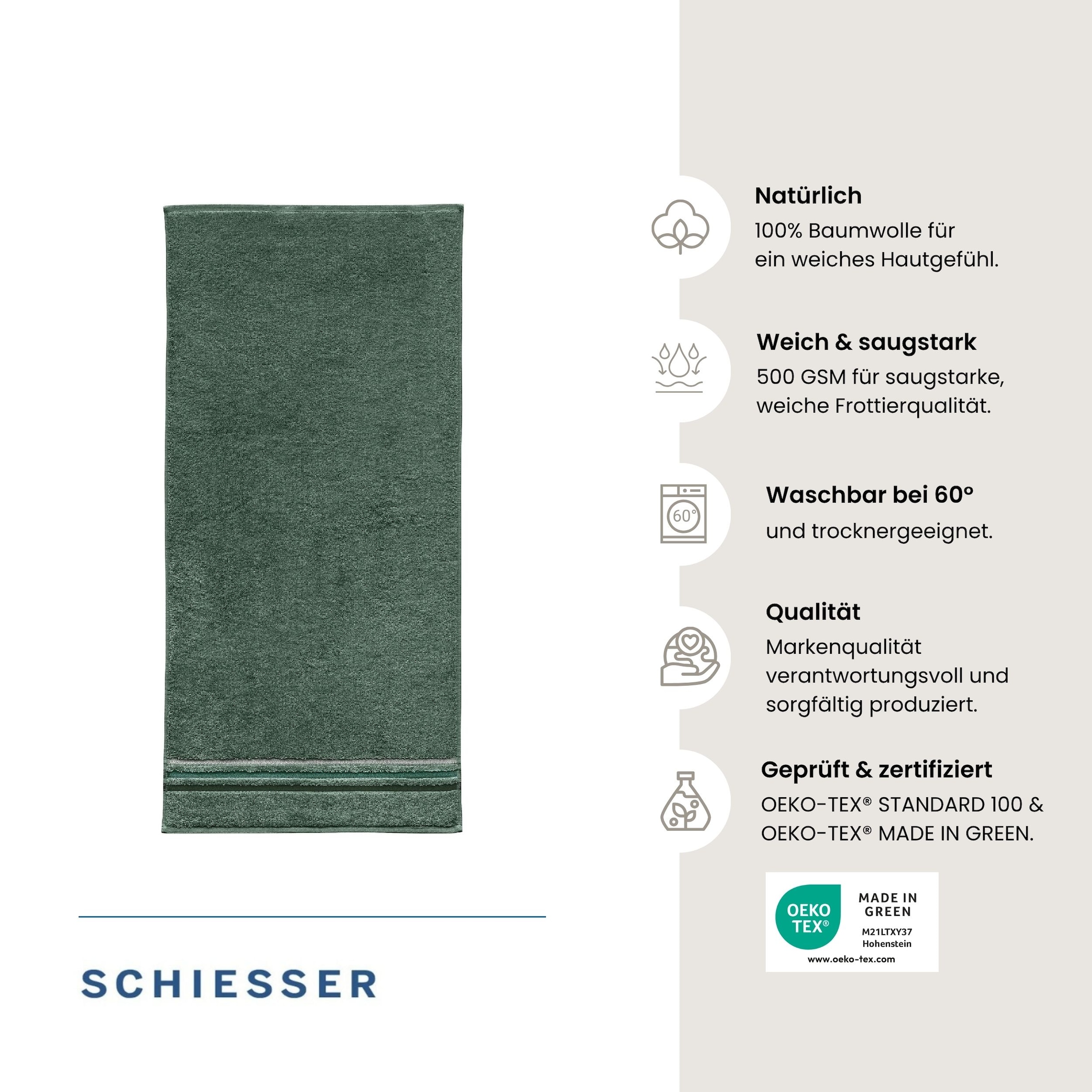 Schiesser Handtücher »Skyline Color aus 100 % Baumwolle mit eleganter Streifenbordüre« OEKO-TEX® MADE IN GREEN