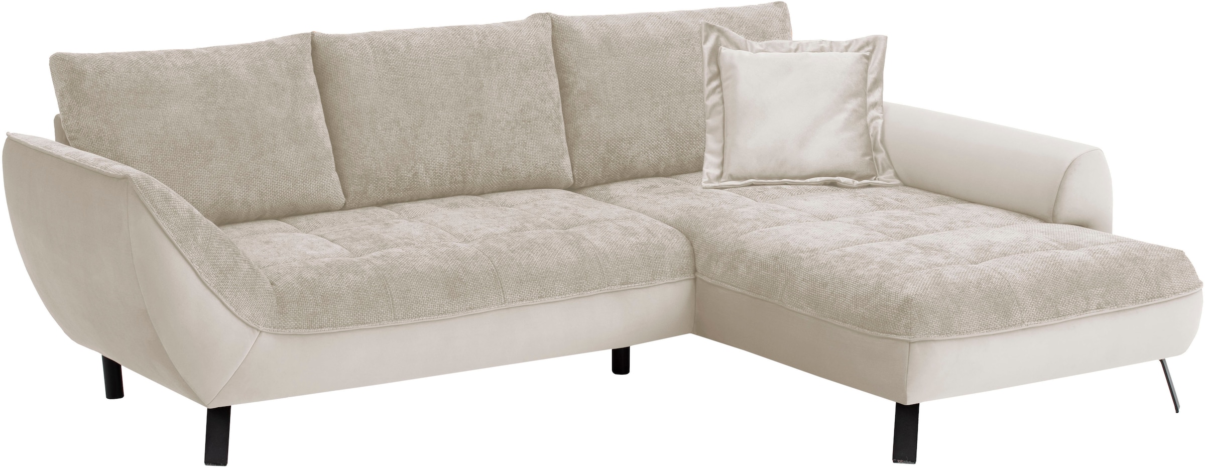 exxpo - sofa fashion Ecksofa »Bellinii, Materialmix, Strukturbezug und pflegeleichter Microvelours«, bequem und modern, Materialmix, L-Form