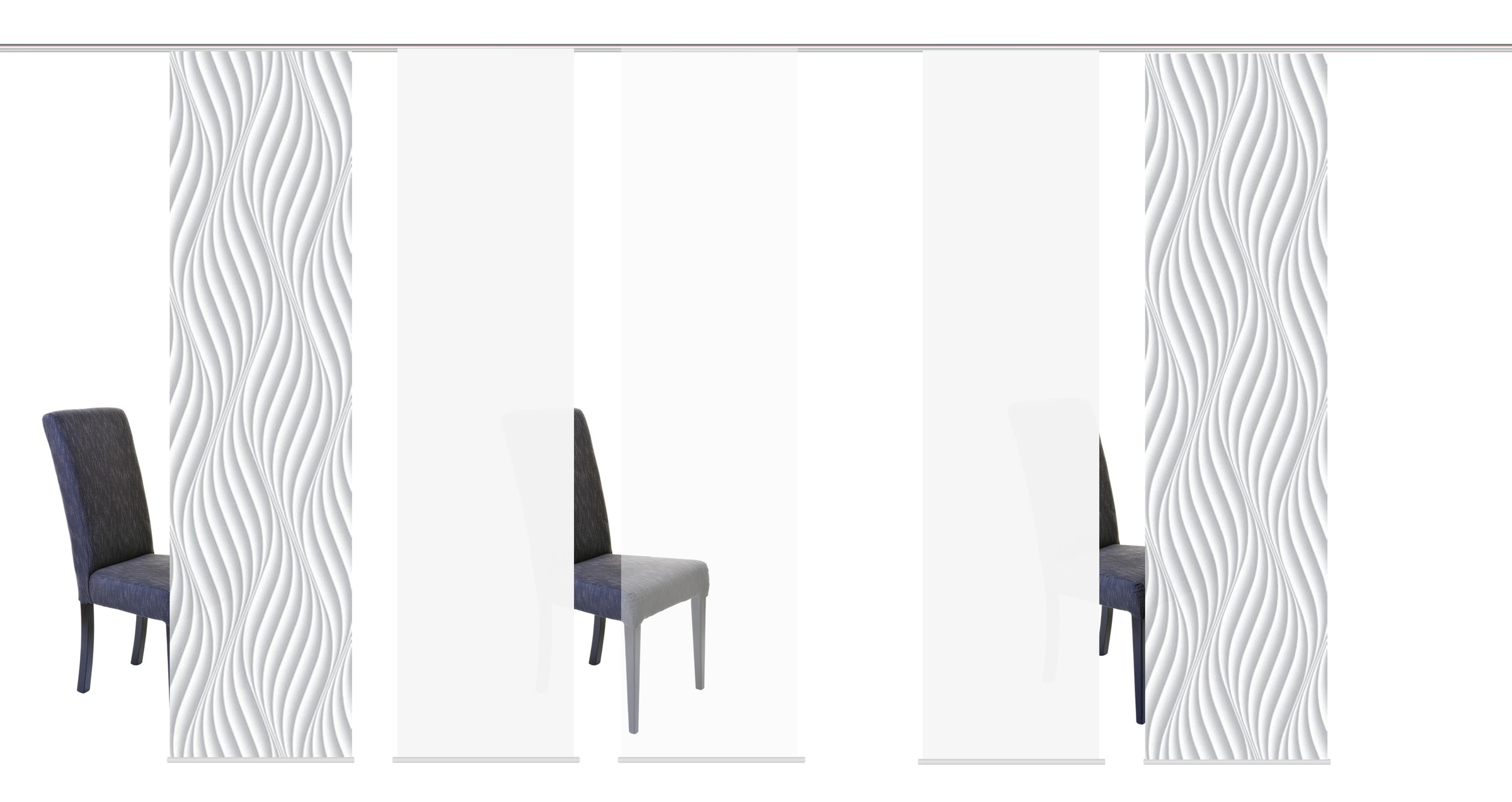 HOME WOHNIDEEN Schiebegardine »WAVES« Klettband 5 Stk. tlg. HxB: 245x60, inkl. Befestigungszubehör