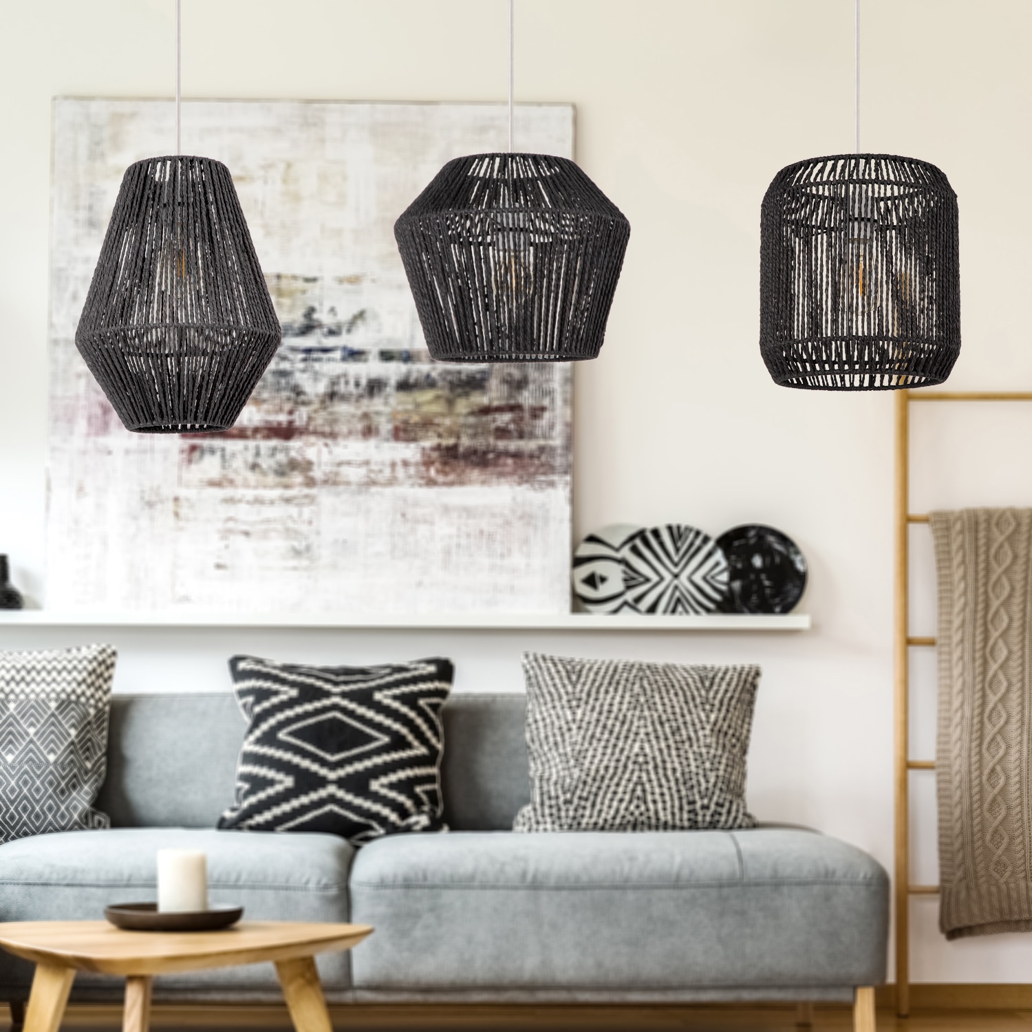 Paco Home Pendelleuchte »Pedro«, 1 flammig, Leuchtmittel E27 | ohne Leuchtmittel, Deckenlampe aus Aluminium und Papier, Ø Schirm ca. 28 cm, Fassung E27