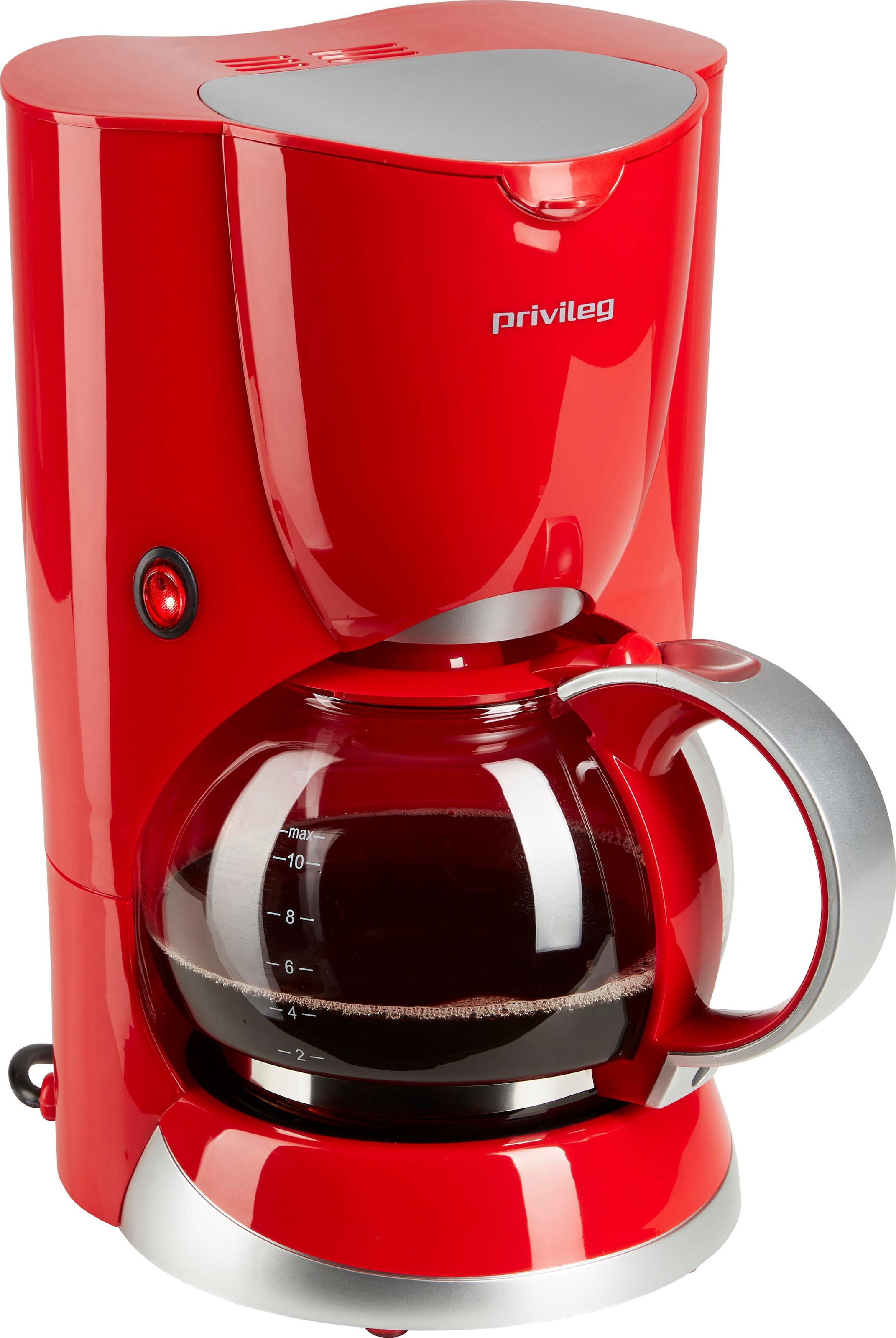 Privileg Filterkaffeemaschine »747528«, 1,37 l Kaffeekanne, Papierfilter, 1x4, Max. 1080 Watt, rot