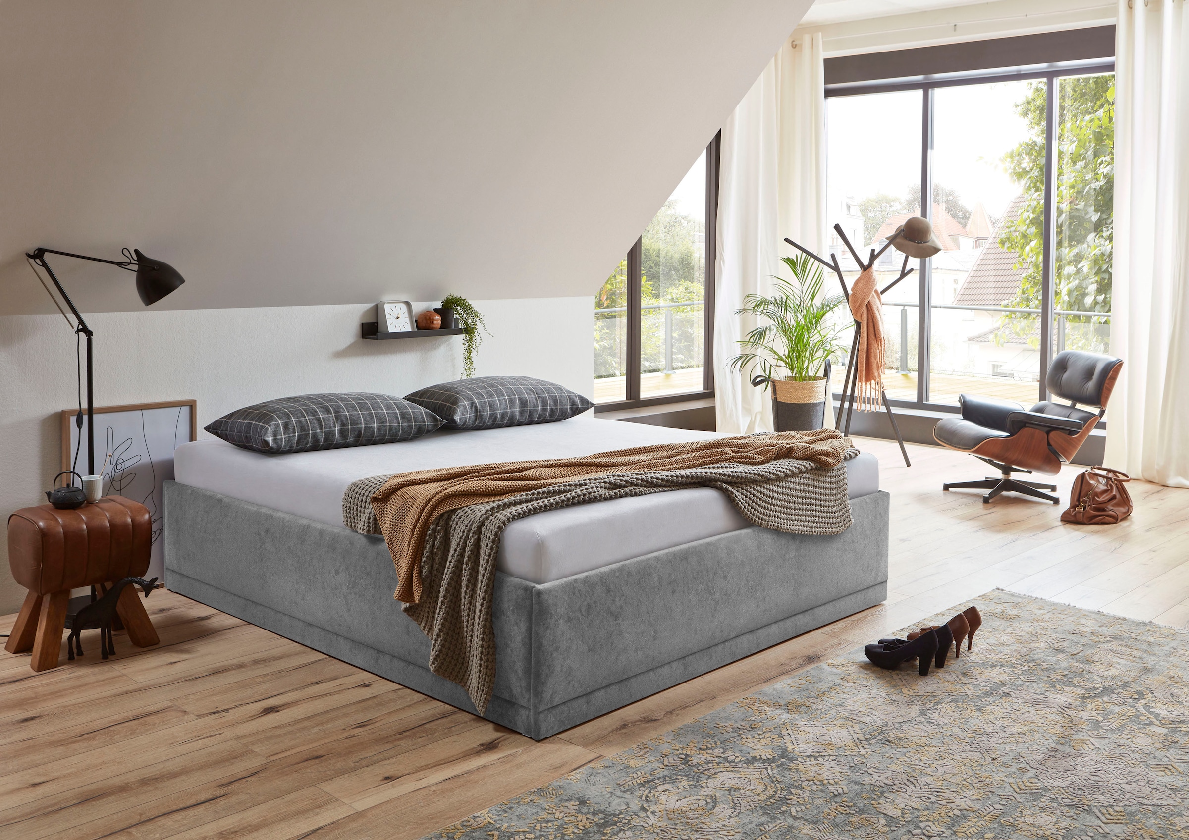 Westfalia Schlafkomfort Polsterbett »Texel«, Standardhöhe mit Zierkissen,  Bettkasten bei Ausführung mit Matratze bestellen im OTTO Online Shop