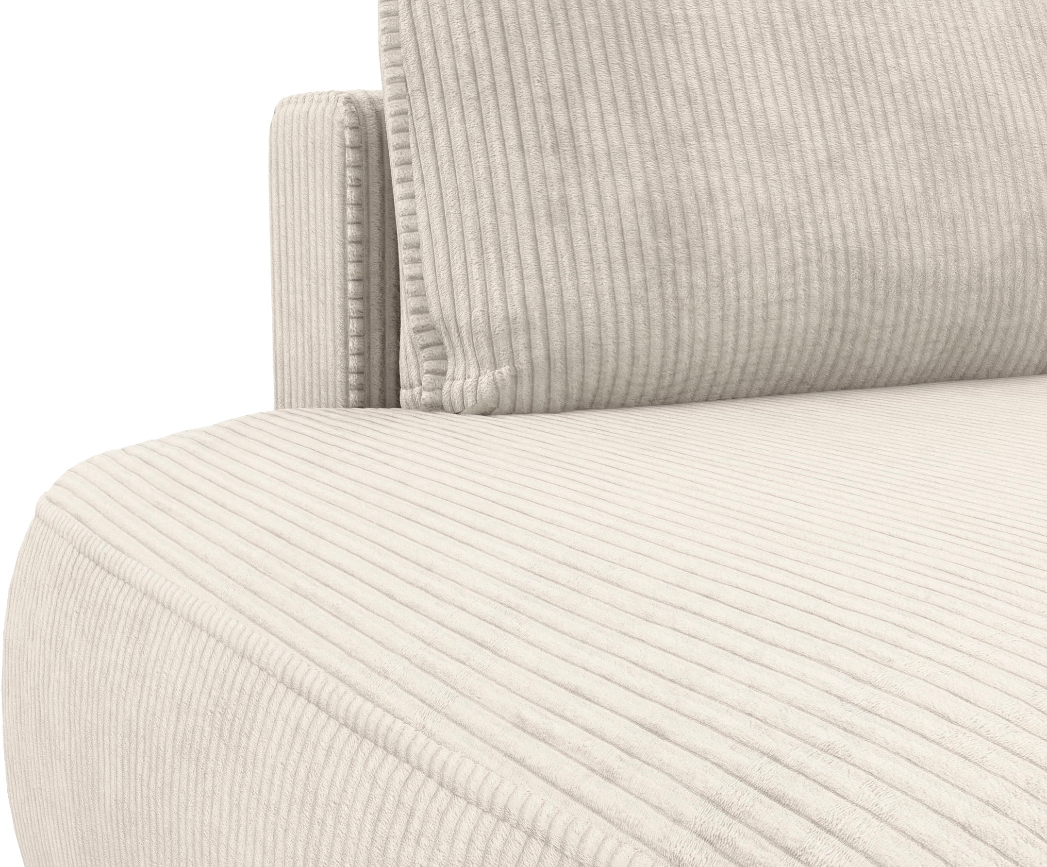 TRENDMANUFAKTUR Ecksofa »Fordon II, Schlafsofa mit Bettkasten, Couch in L-Form, Breite 250 cm«, in Cordstoff HYPER, cream, Armlehne rechts