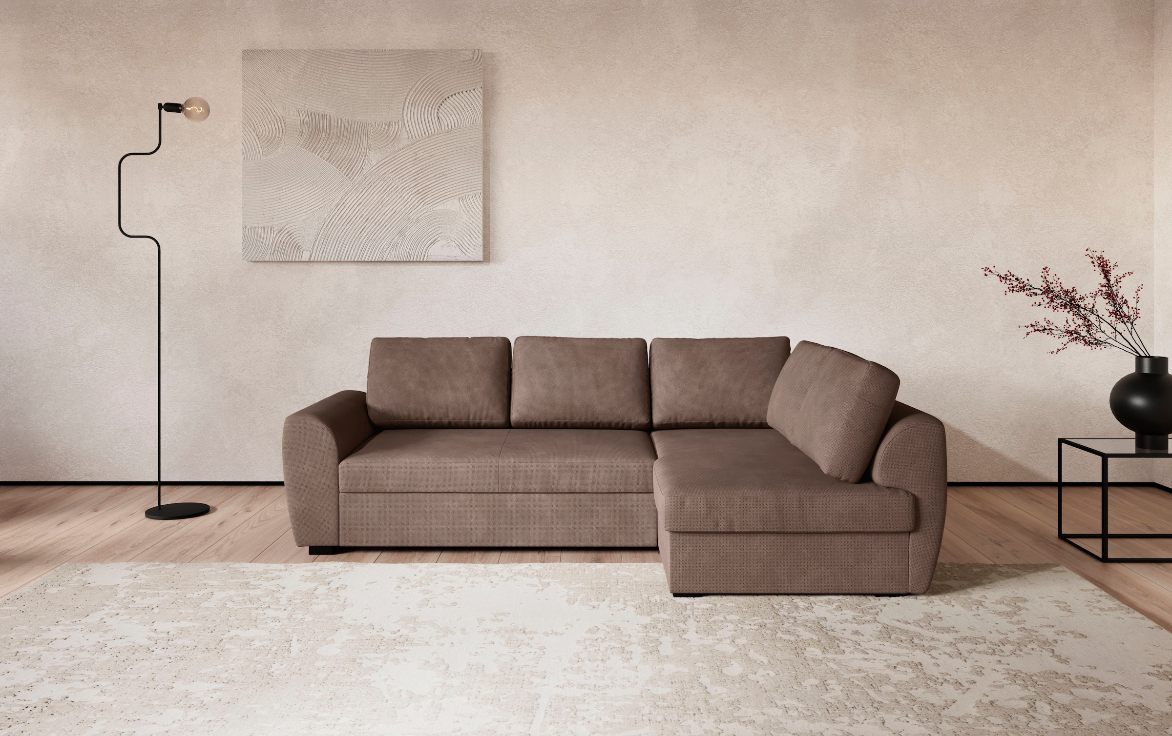 COTTA Ecksofa »Drift L-Form« optional auch mit Schlaffunktion, Wellenunterfederung