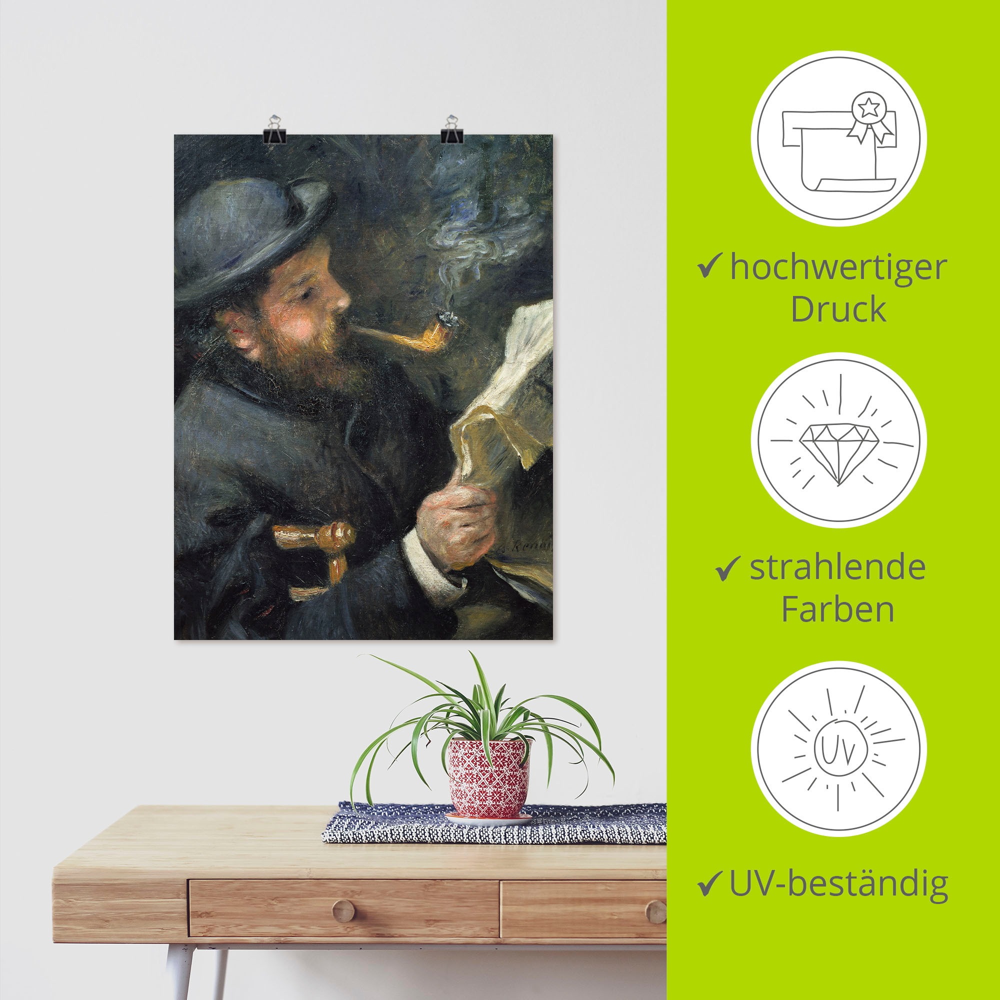 Artland Wandbild »Bildnis Claude Monet mit Pfeife«, Mann, (1 St.), als Leinwandbild, Poster in verschied. Größen