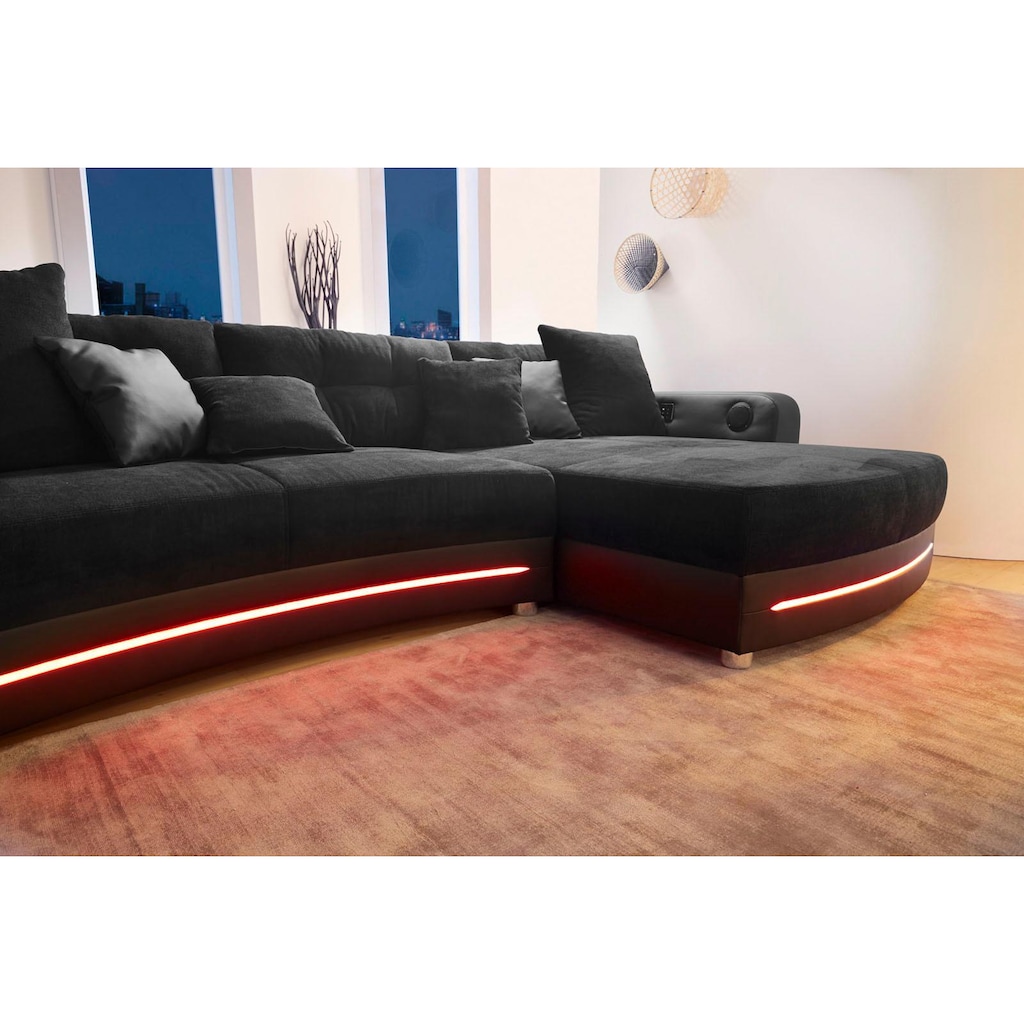 Jockenhöfer Gruppe Ecksofa Laredo, inklusive RGB-LED-Beleuchtung und Bluetooth-Soundsystem