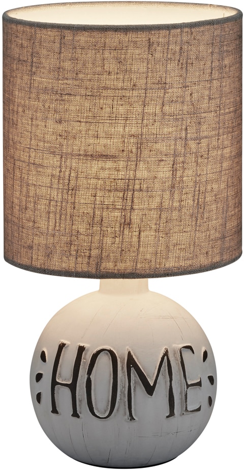 TRIO Leuchten Tischlampe »Esna«, 1 flammig, Leuchtmittel E14 | Leuchtmittel wechselbar, mit HOME-Schriftzug und Keramikfuß