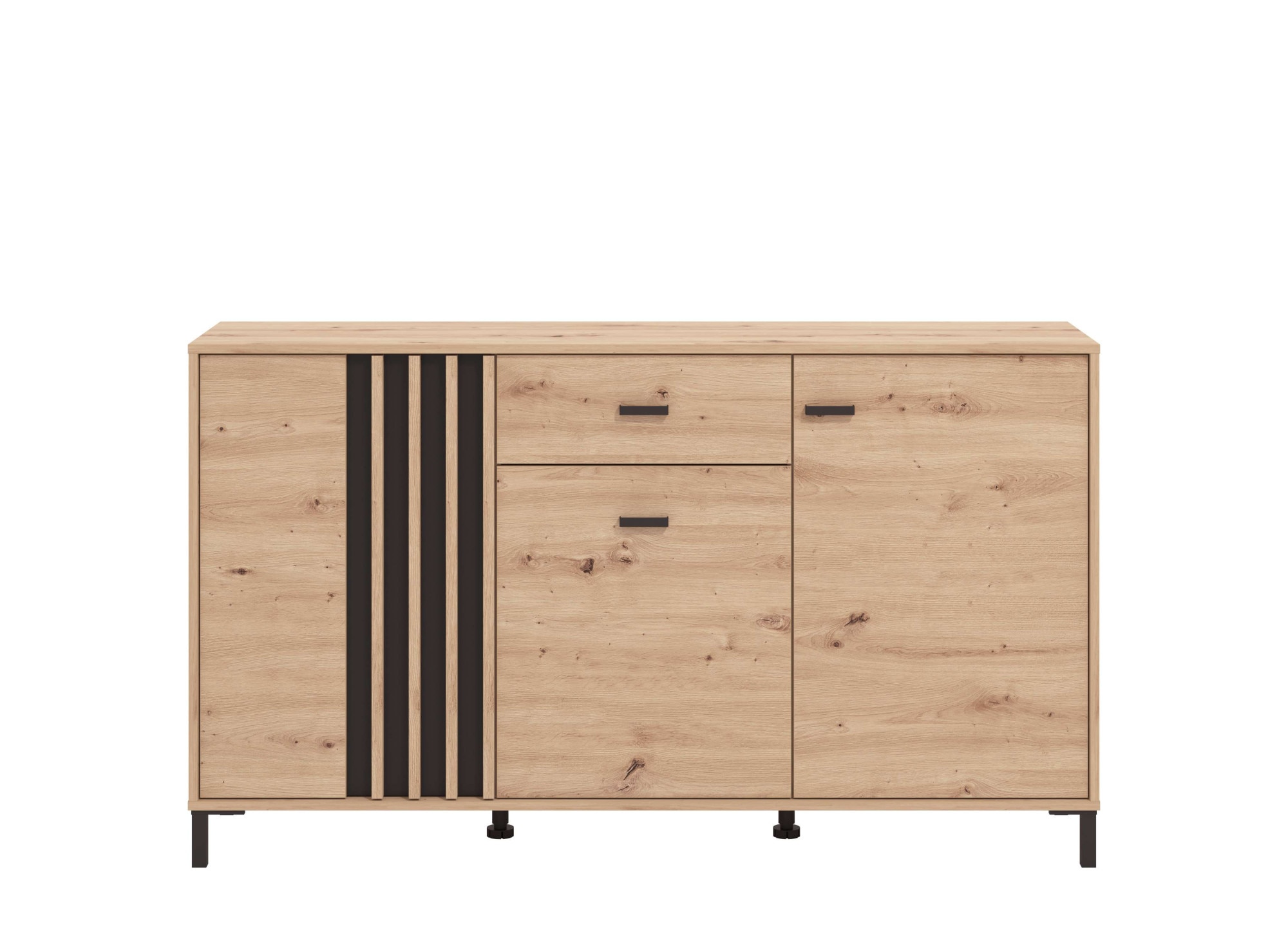 Home affaire Sideboard »LAVAL, Kommode, Kombikommode, Anrichte, Schrank« Modernes Sideboard in Artisan, 3 Türen & 1 Schublade, Lamellen-Optik