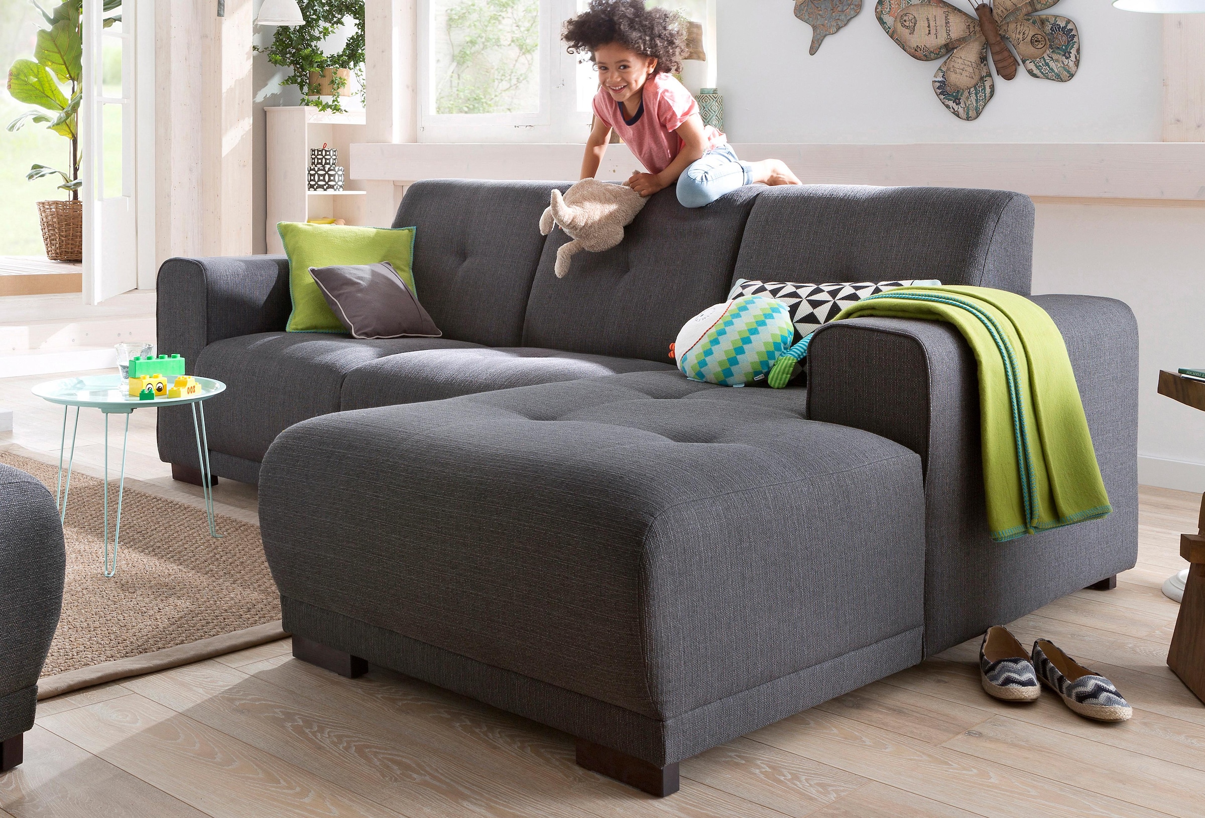 Home affaire Ecksofa »Langeland L-Form«, incl. 2 Zierkissen, Recamiere wahlweise links oder rechts