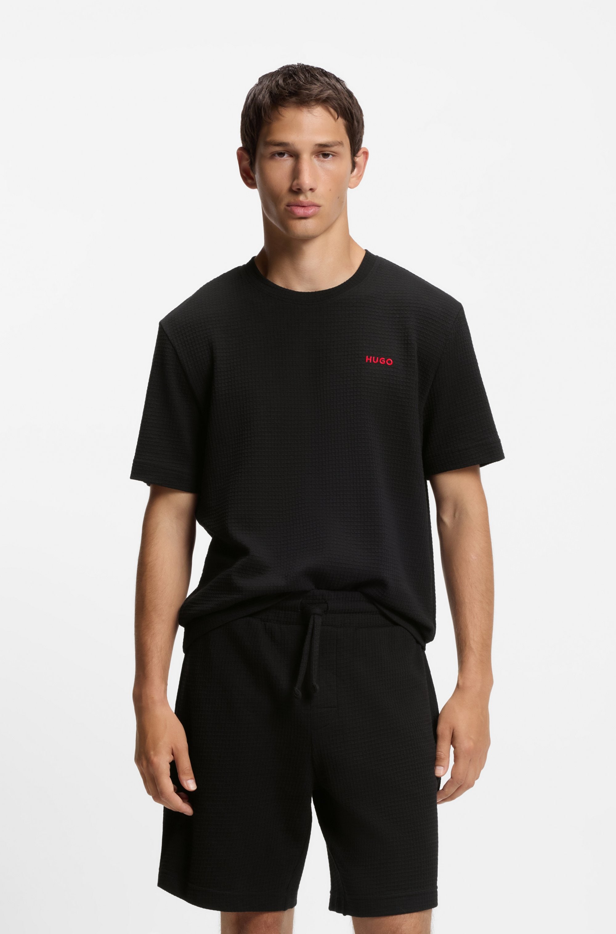 HUGO Underwear T-Shirt »,Austin T-Shirt«, Waffelstruktur und Logo-Stickerei