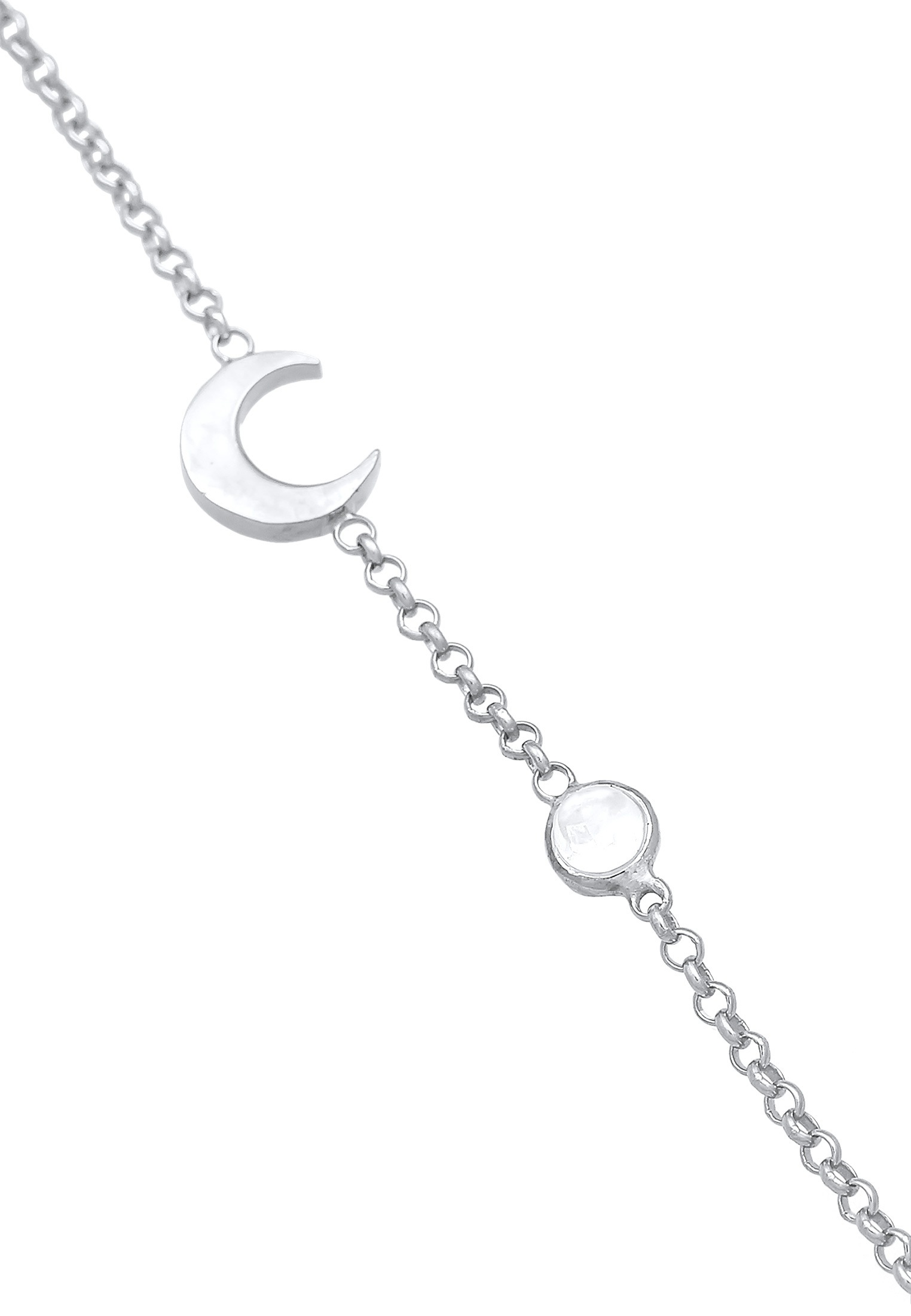Elli Fußkette »Fußschmuck Halbmond Astro Mondstein 925 Silber«