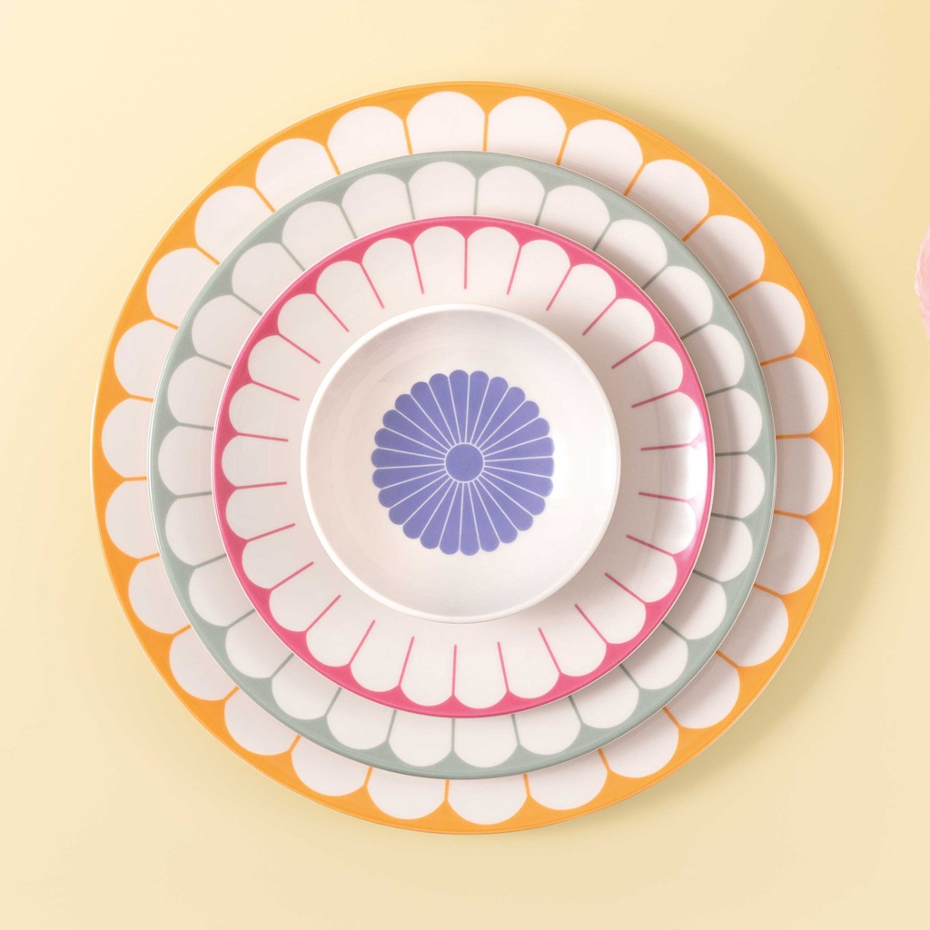 Villeroy & Boch Servierplatte »Servierplatte Fleur Couleur ø 31,8 cm bunt« Spülmaschinenfest, Mikrowellensicher