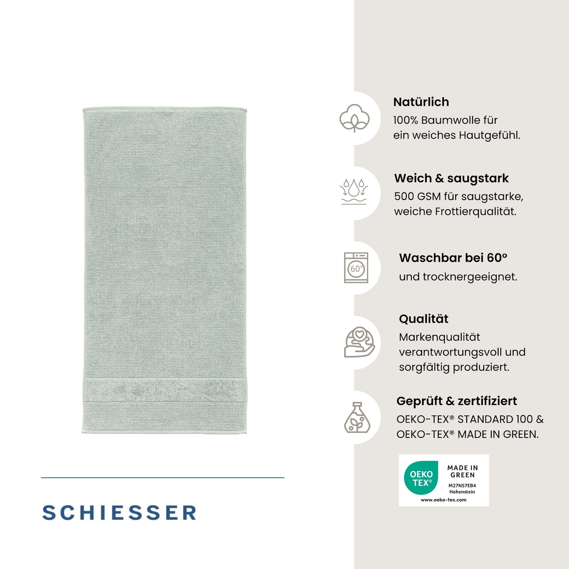 Schiesser Duschtücher »Turin aus 100% Baumwolle in dezenter Reiskornoptik« OEKO-TEX® MADE IN GREEN