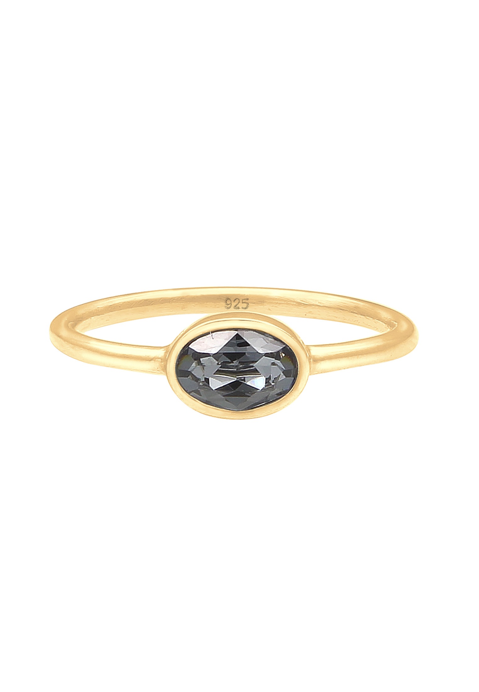 Elli Verlobungsring »Ring Oval Glas Kristalle Grau 925 Sterling Silber«