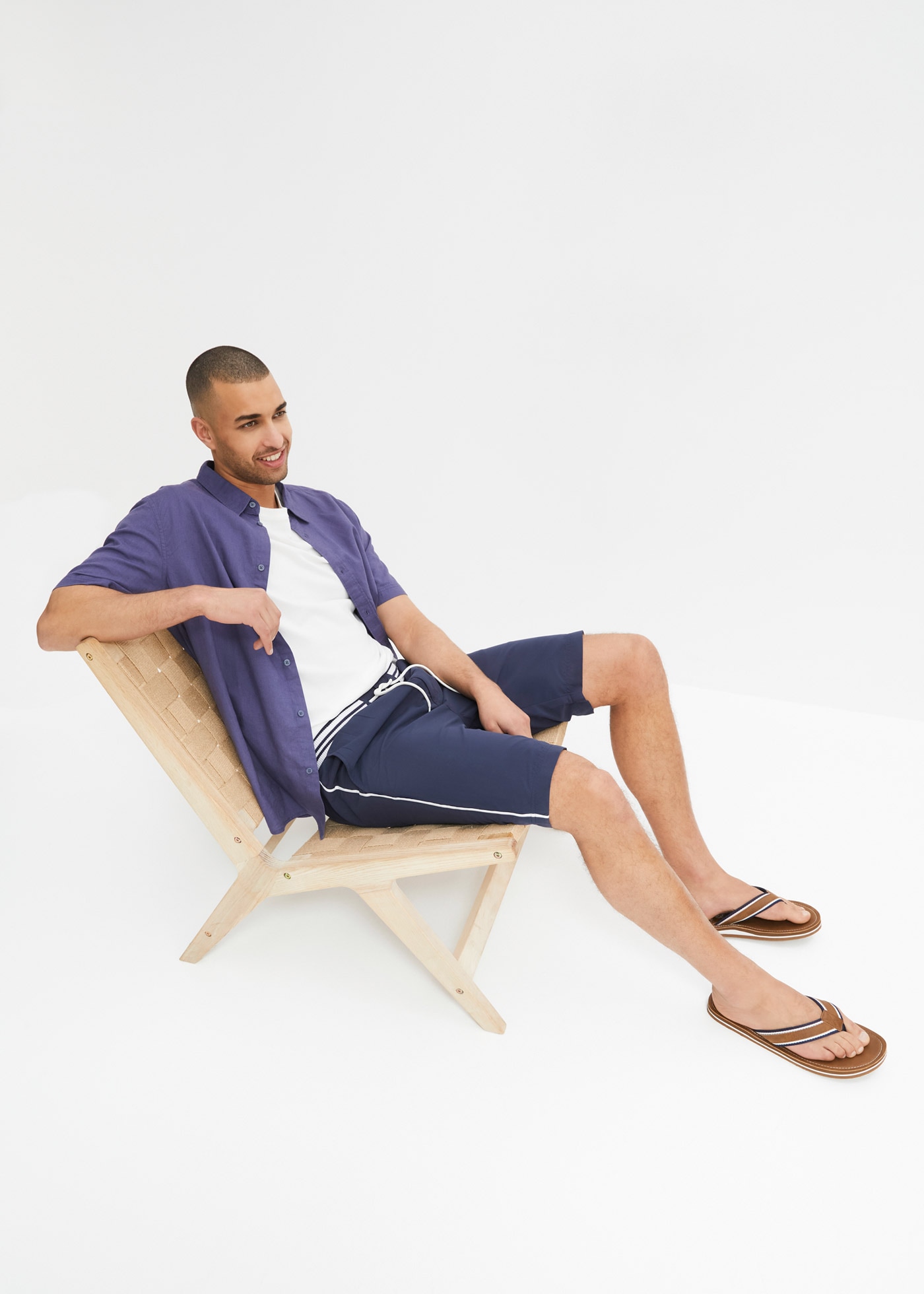 bonprix Kurzarmhemd Regular Fit, aus Leinen-Baumwoll-Mix, mit kurzem Arm, Kentkragen