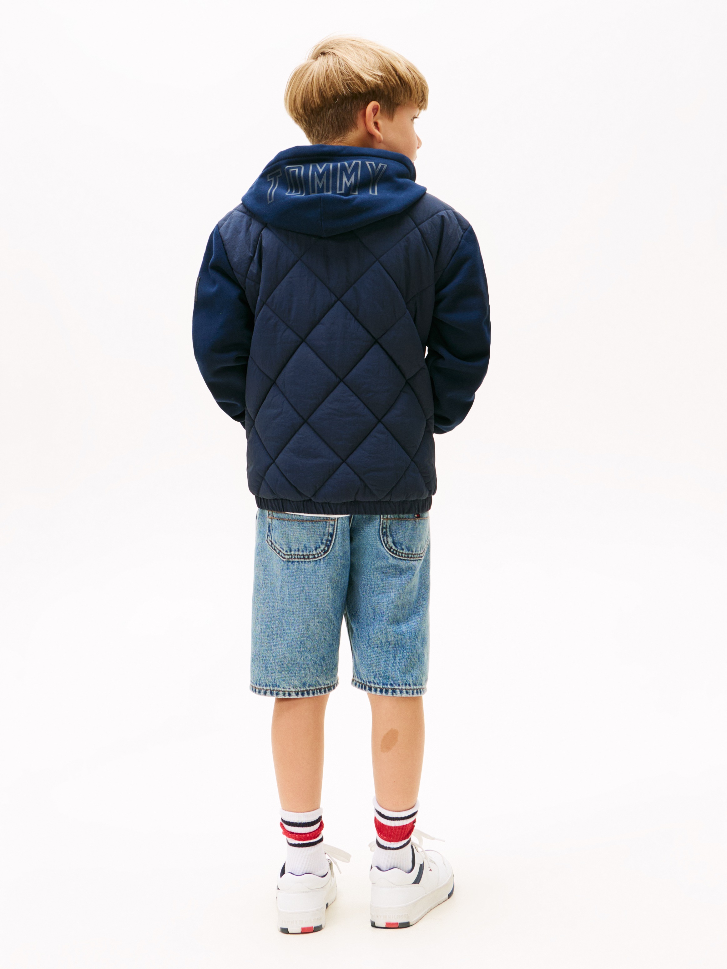 Tommy Hilfiger Steppjacke »MIX MEDIA QUILTED JACKET«, mit Kapuze, für Kinder bis 16 Jahre, Material-Mix