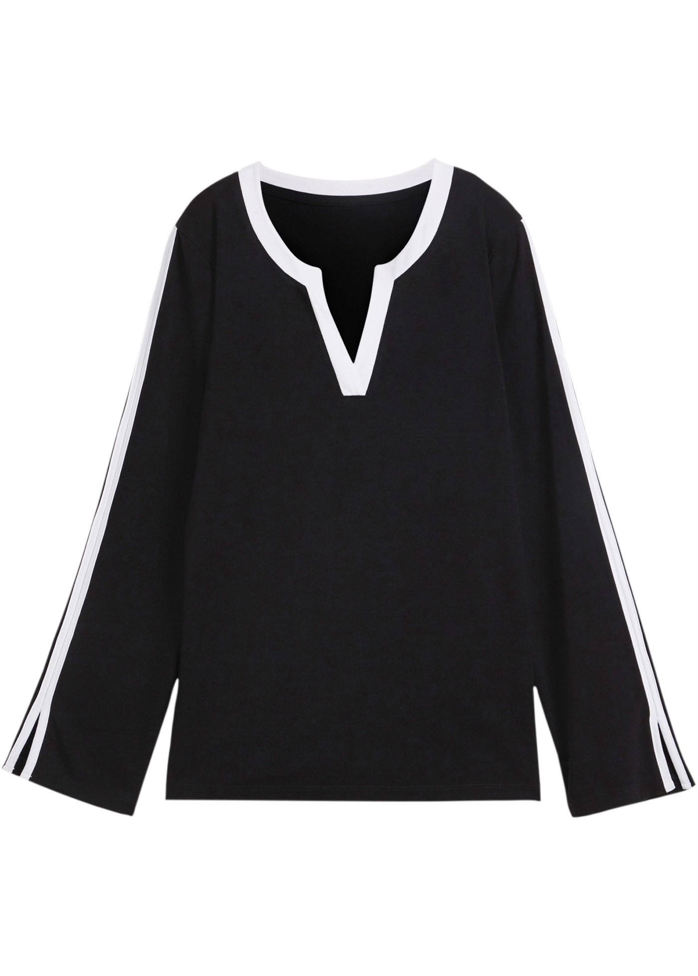 bonprix Langarmshirt bequeme Passform, Langarm-Design, mit kontrastfarbigen Details