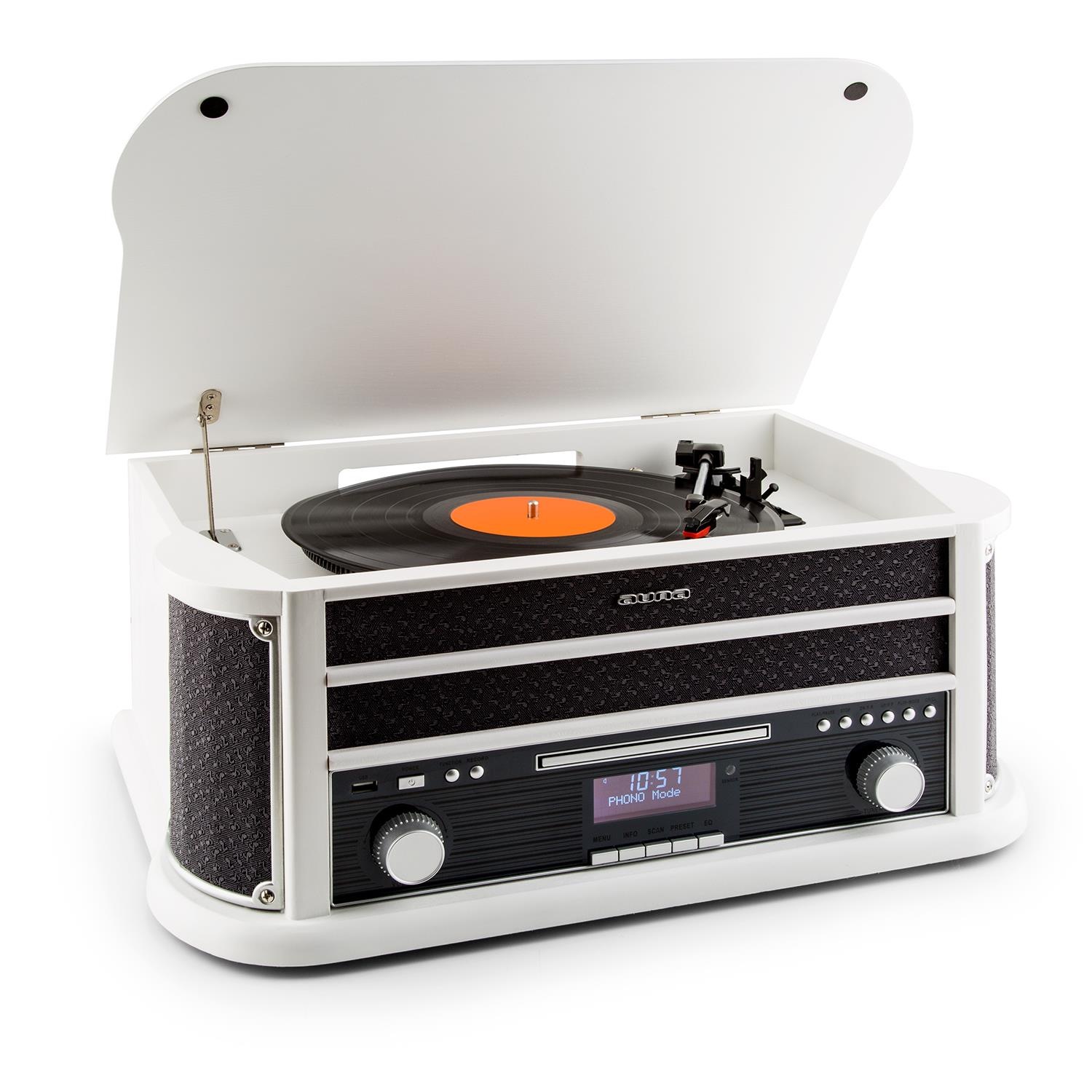 Auna DAB Retro Stereoanlage Plattenspieler DAB USC CD MP3 Vinyl