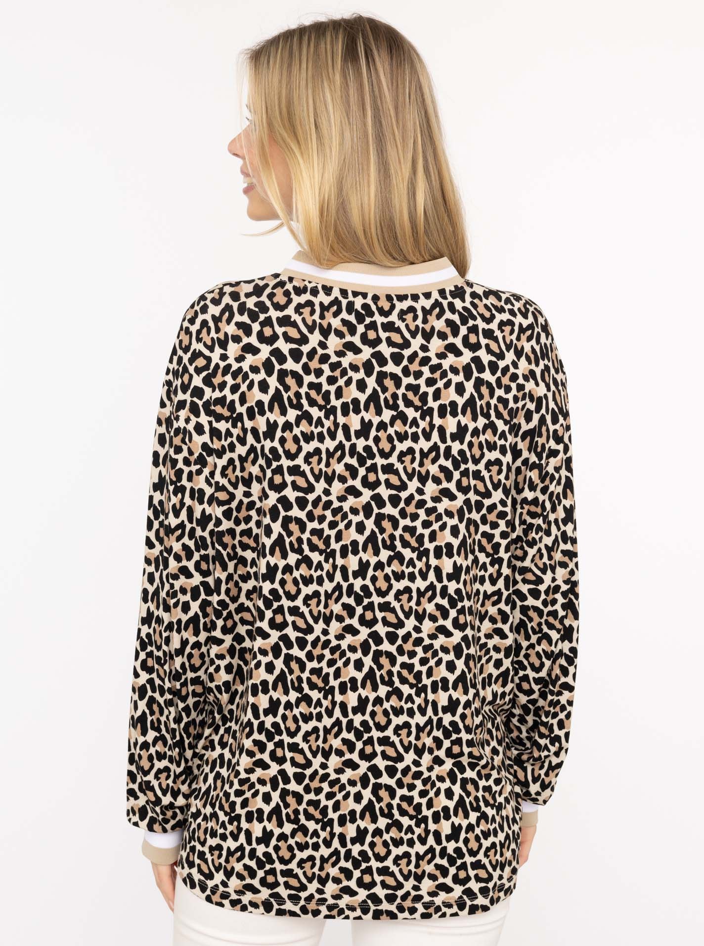 Zwillingsherz Blusenshirt »"Leo"«, V-Neck, Animal Print, sportive Bündchen