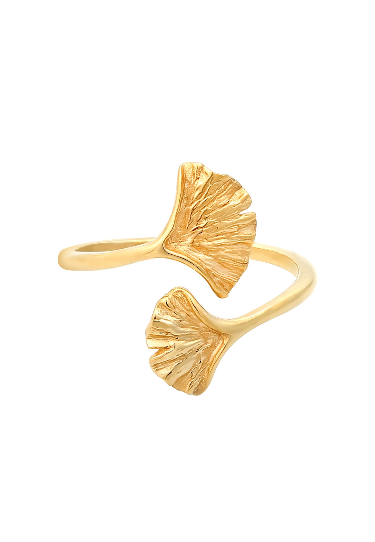 Elli Silberring »Ring Verstellbar offen Ginkgo Blatt Natur 925 Silber«