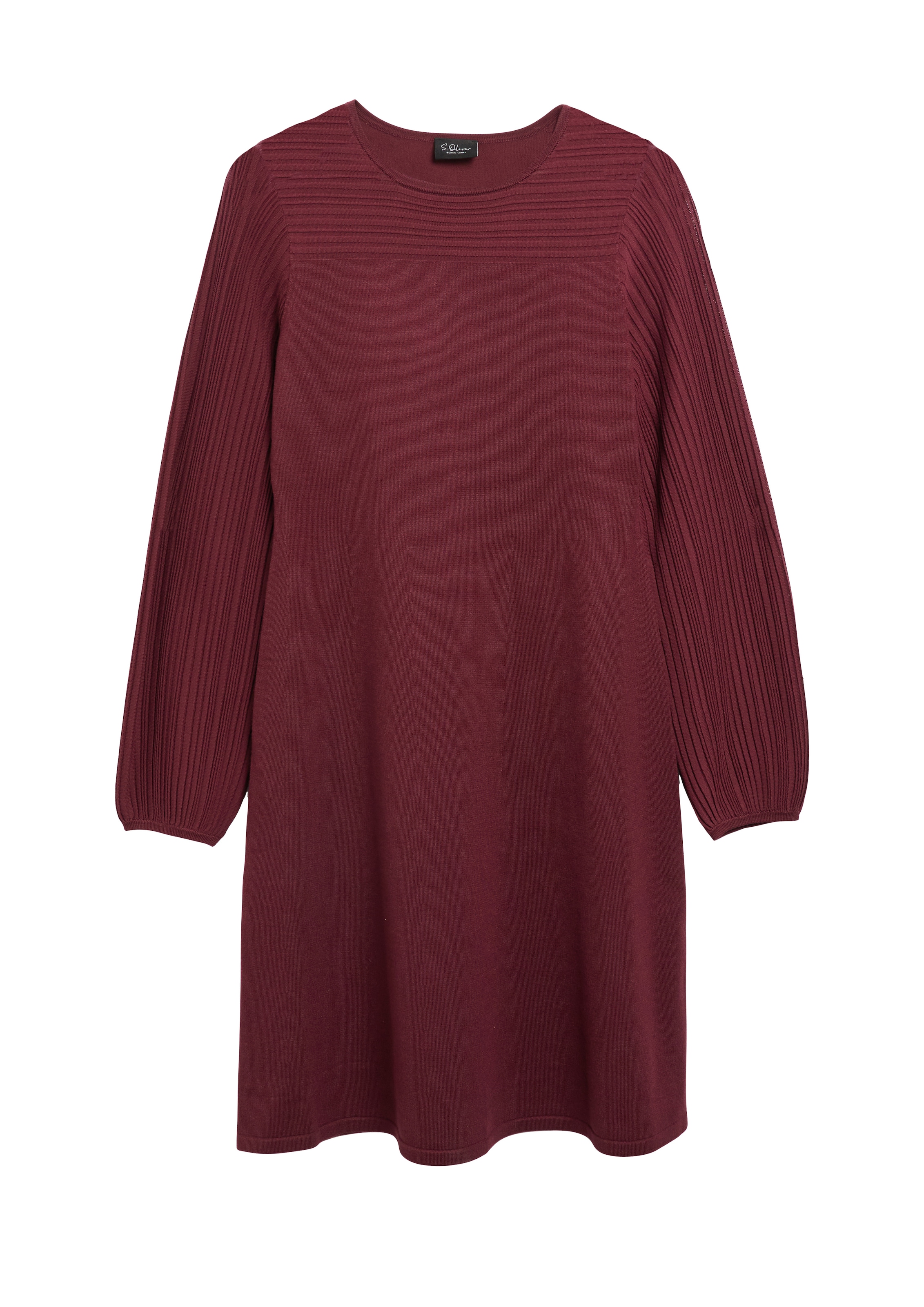 s.Oliver BLACK LABEL Strickkleid Ohne Taschen knielang, mit feiner Strick-Struktur / Langarm