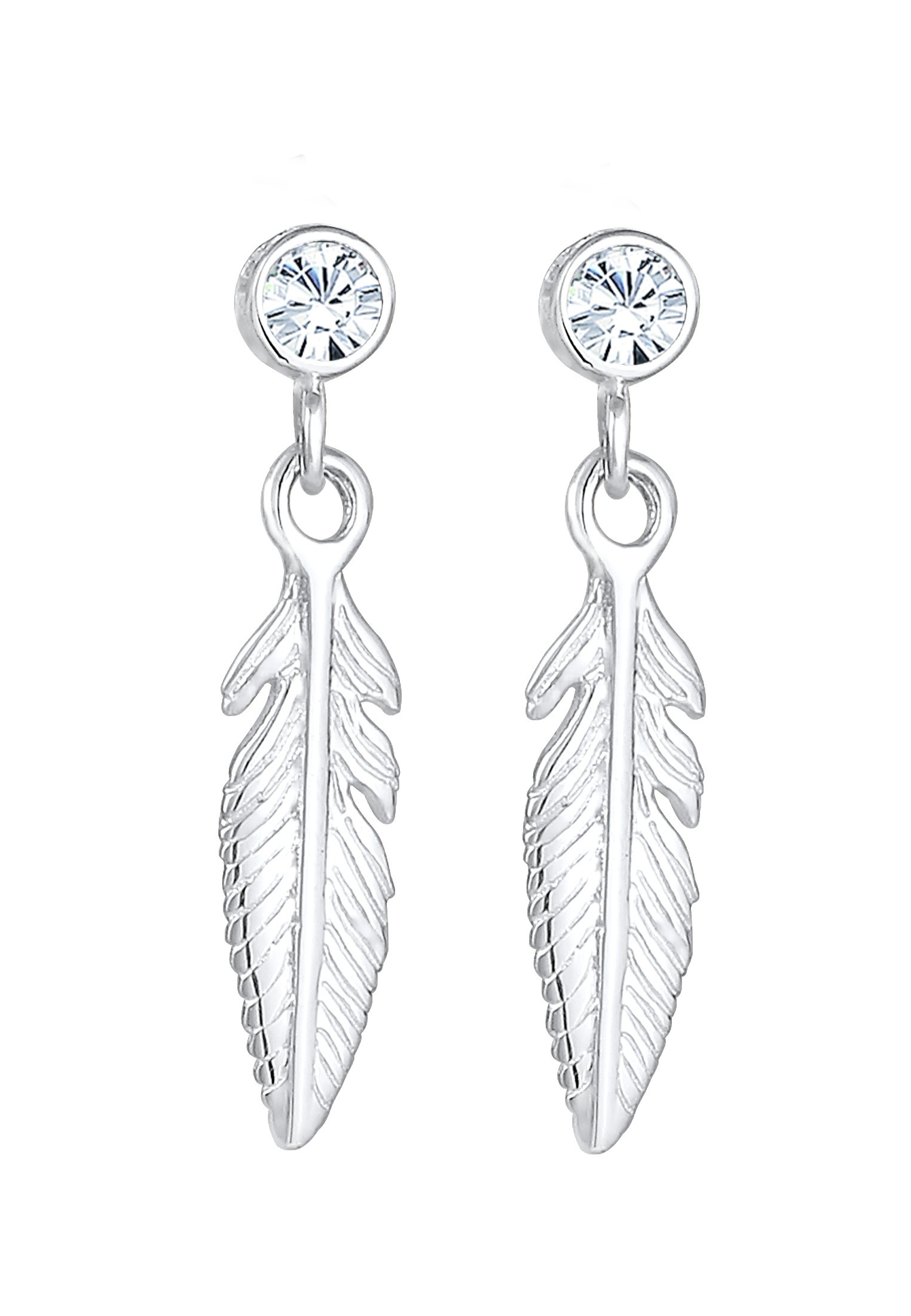 Elli Paar Ohrhänger »Ohrringe Ohrhänger Feder 925 Silber, mit Kristallen von Swarovski®«