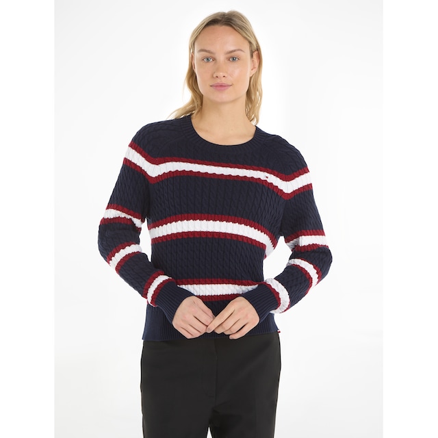 Tommy Hilfiger Strickpullover »CO MINI CABLE C-NECK SWEATER«, mit  Logostickerei bei OTTOversand