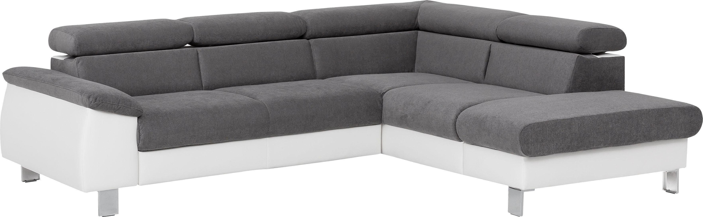 COTTA Polstergarnitur »Komaris L-Form«, (Set), Set bestehend aus: Ecksofa mit Kopfteilverstellung & Hocker
