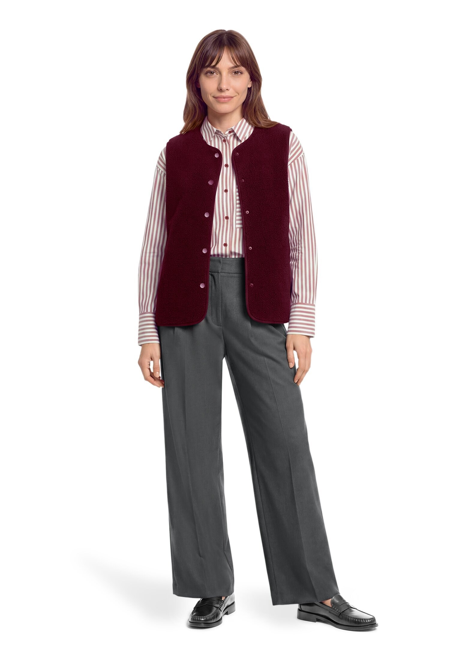 Betty&Co Fleecepullover »Plüschweste mit Knöpfen«
